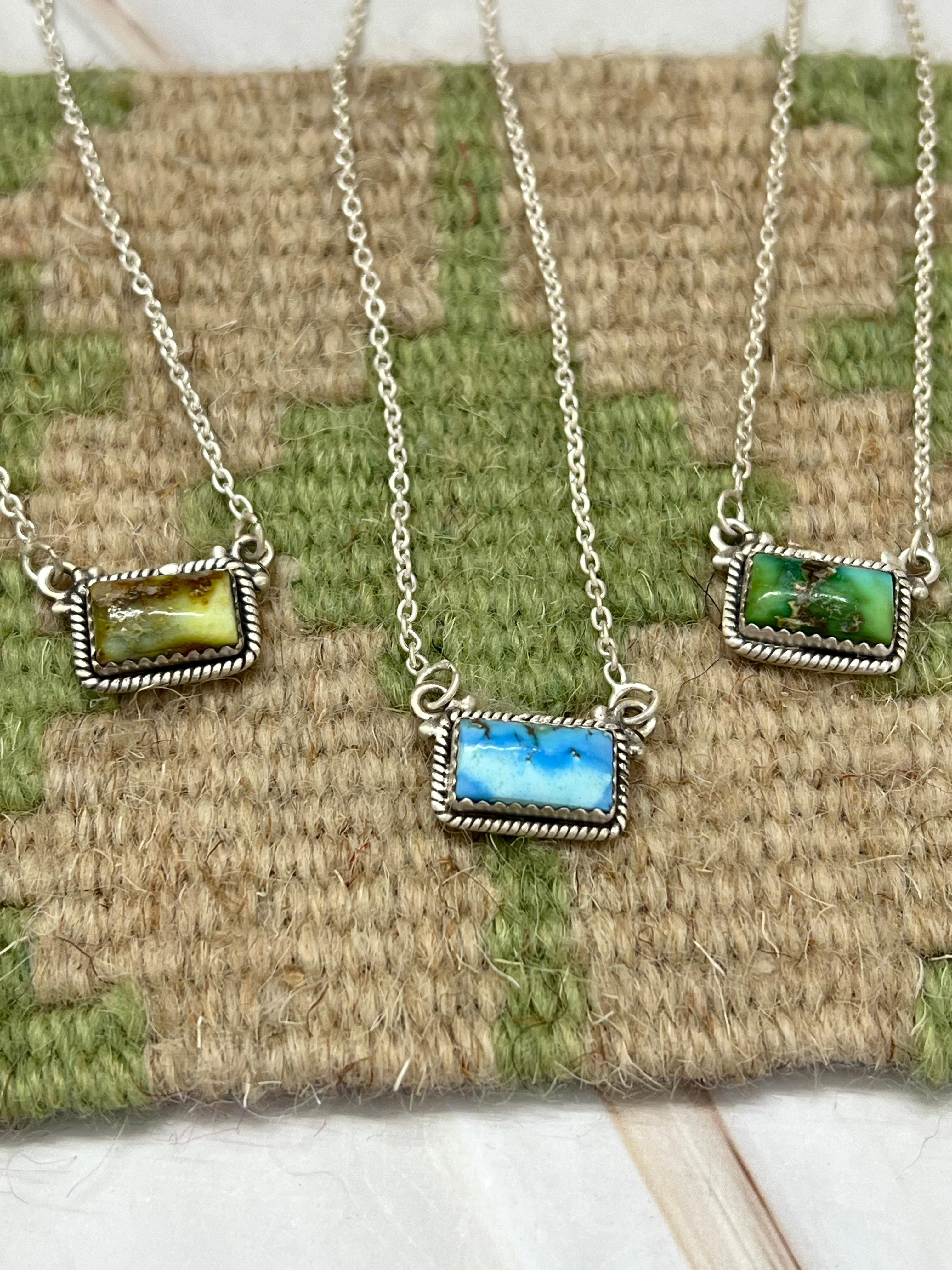 Handmade Sterling Silver Multi Stone Necklace with Signed Nizhoni