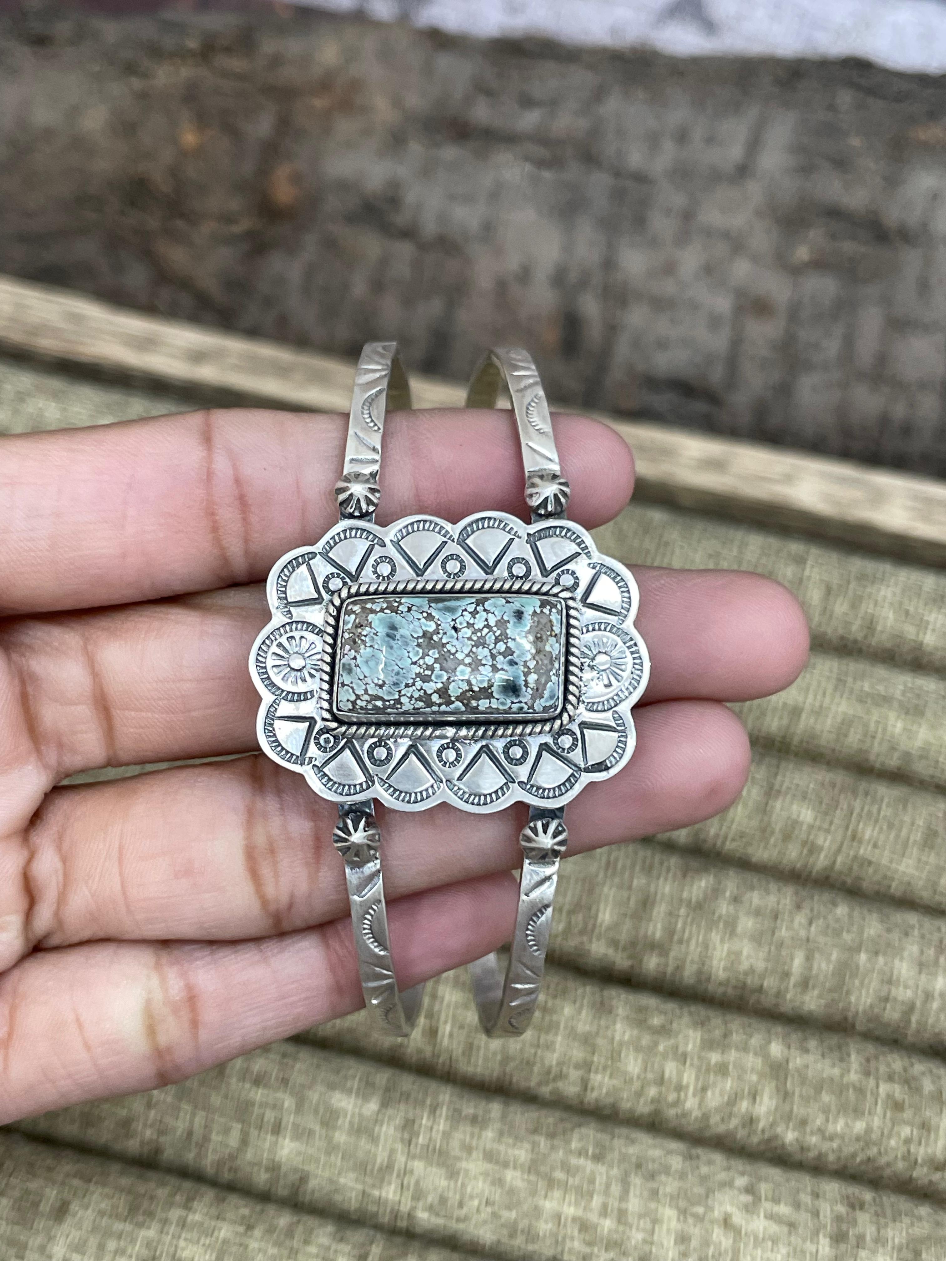 Handmade Sterling Silver Starfox Variscite Bracelet Signed Nizhoni