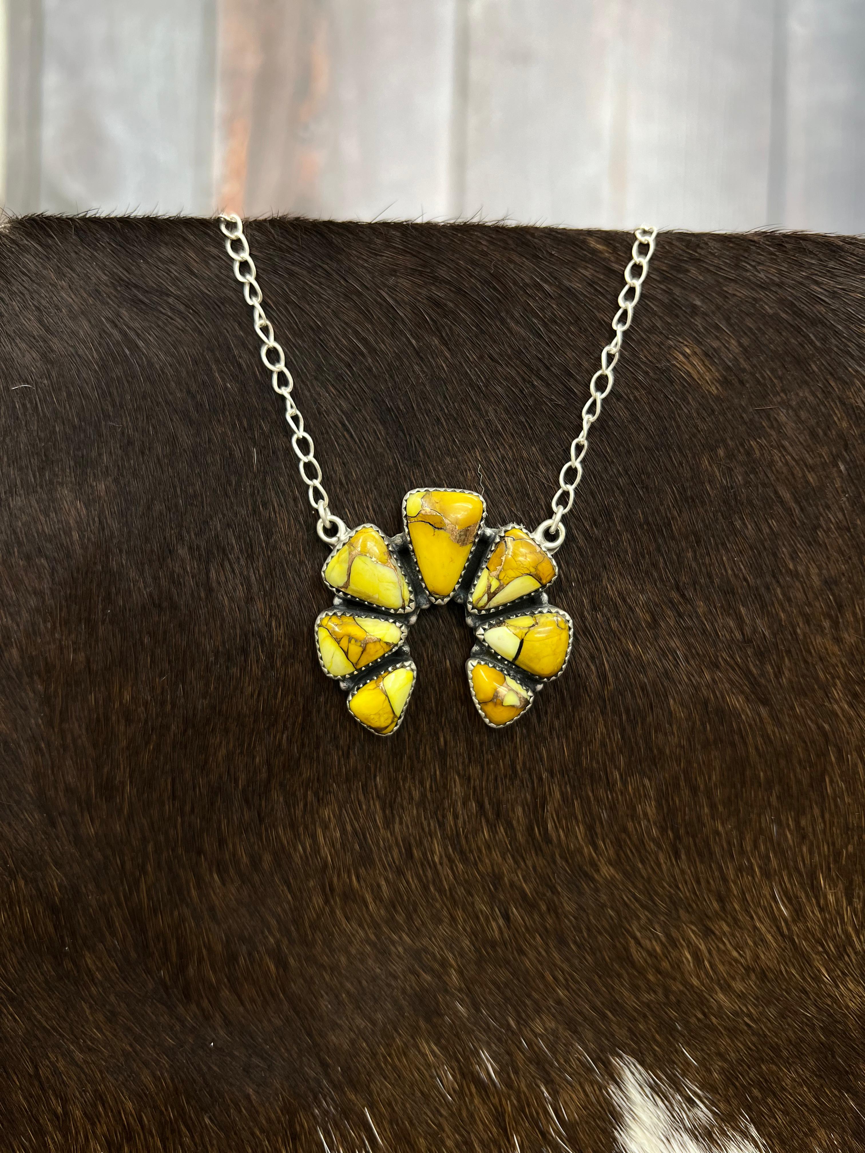 Handmade Sterling Silver Honey Dahlia Naja Necklace with Signed Nizhoni