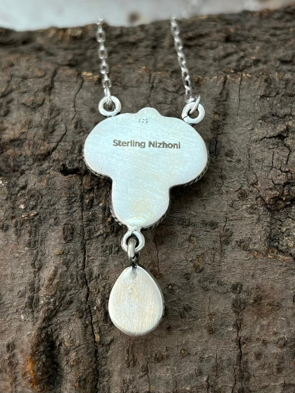 Handmade Sterling Silver Golden Hills Turquoise Necklace "Signed Nizhoni"