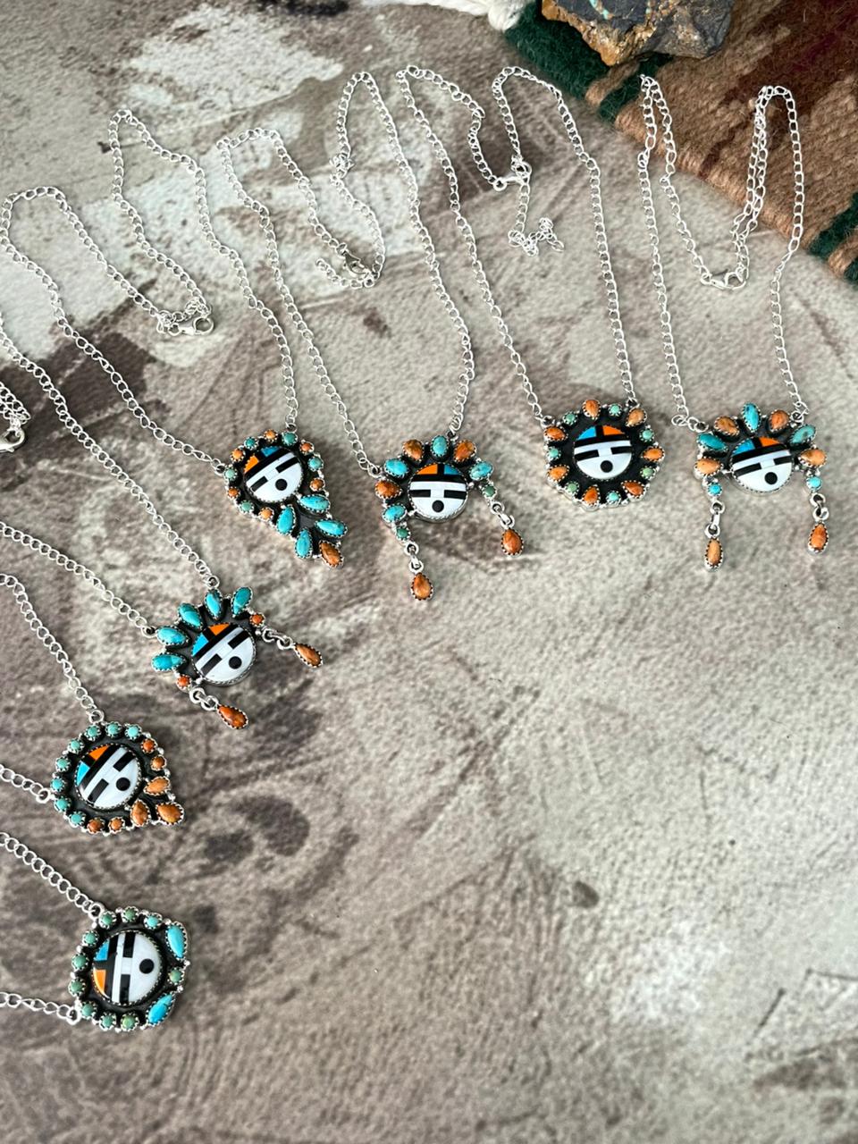 Handmade Sterling Silver Turquoise and MOP Necklace "Signed Nizhoni"