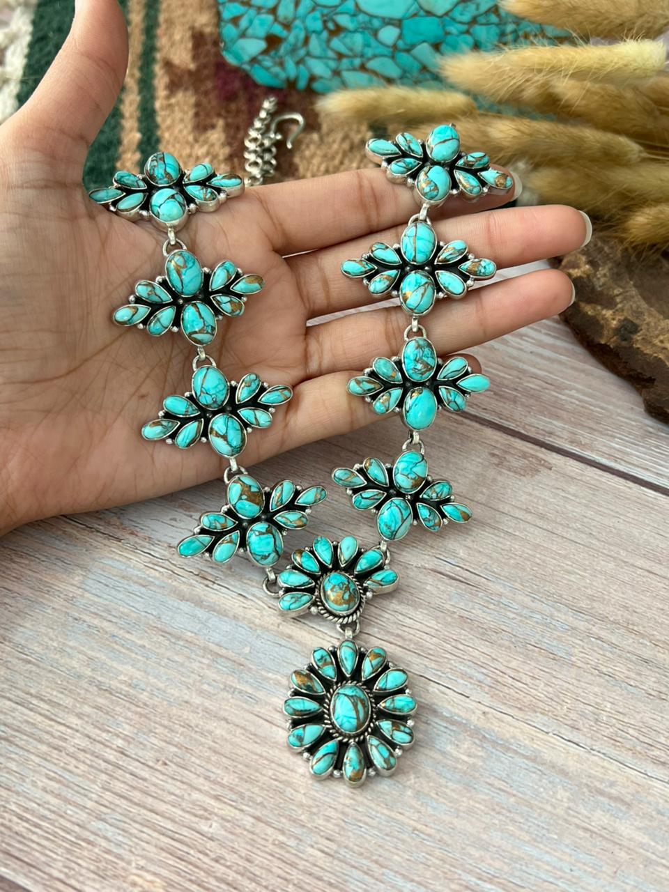Handmade Sterling Silver Mint Dahlia Collection: Necklace "Signed Nizhoni"