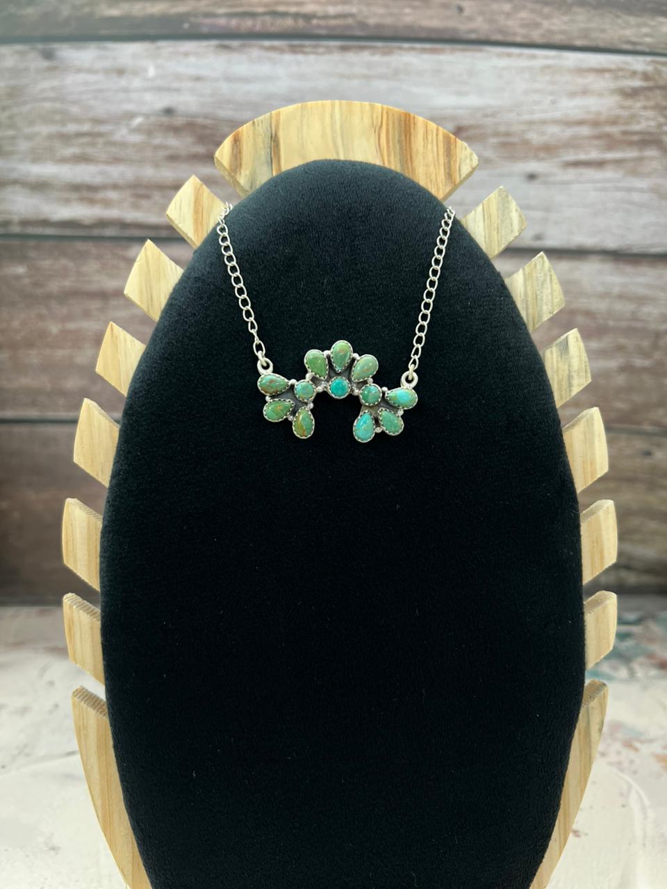 Handmade Sterling Silver Kingman Turquoise Necklace "Signed Nizhoni"