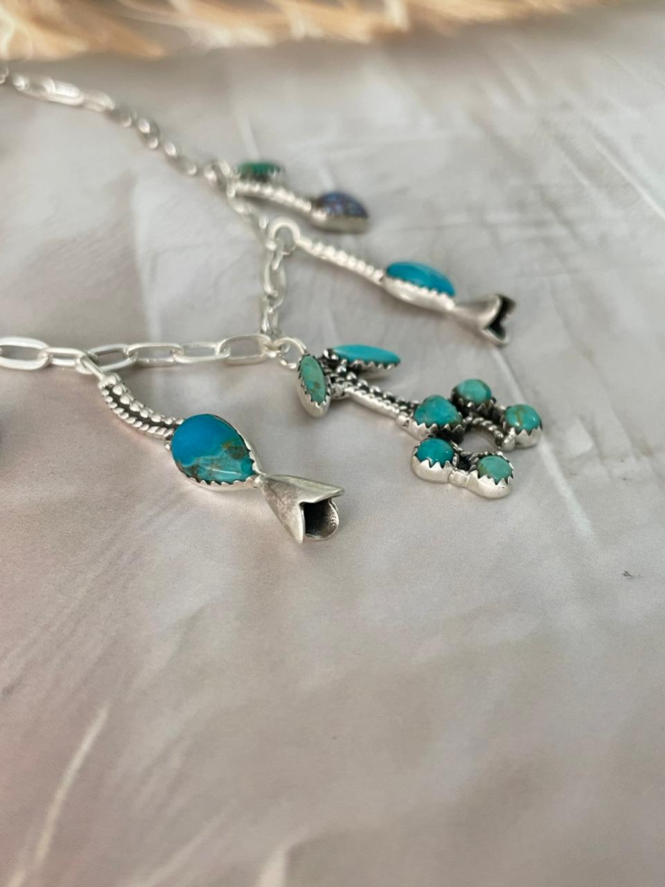 Handmade Sterling Silver Multi Stone Cherry Necklace "Signed Nizhoni"