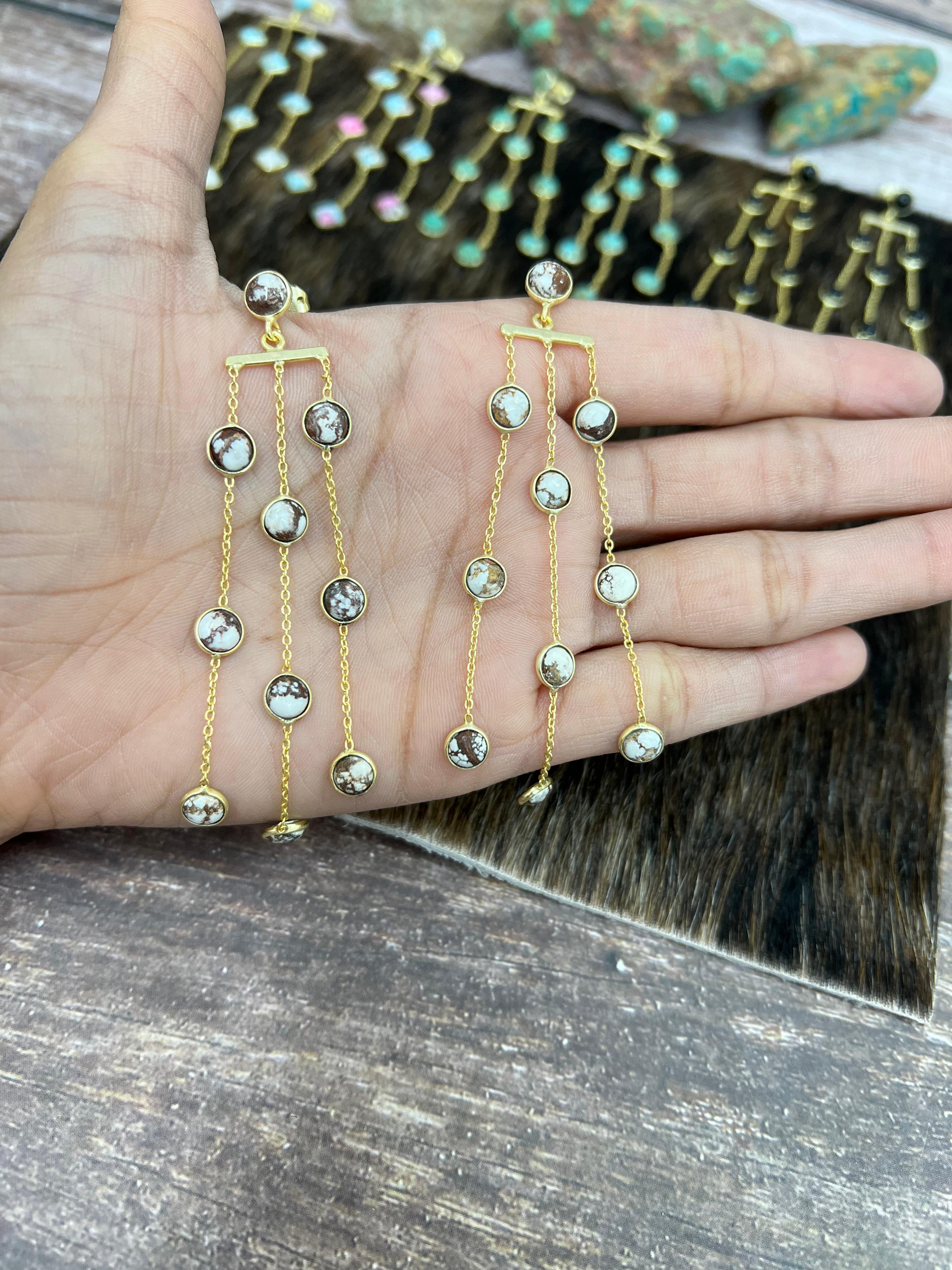 “The Golden Collection” Monsoon Handmade Natural Multi Stones Post Earrings