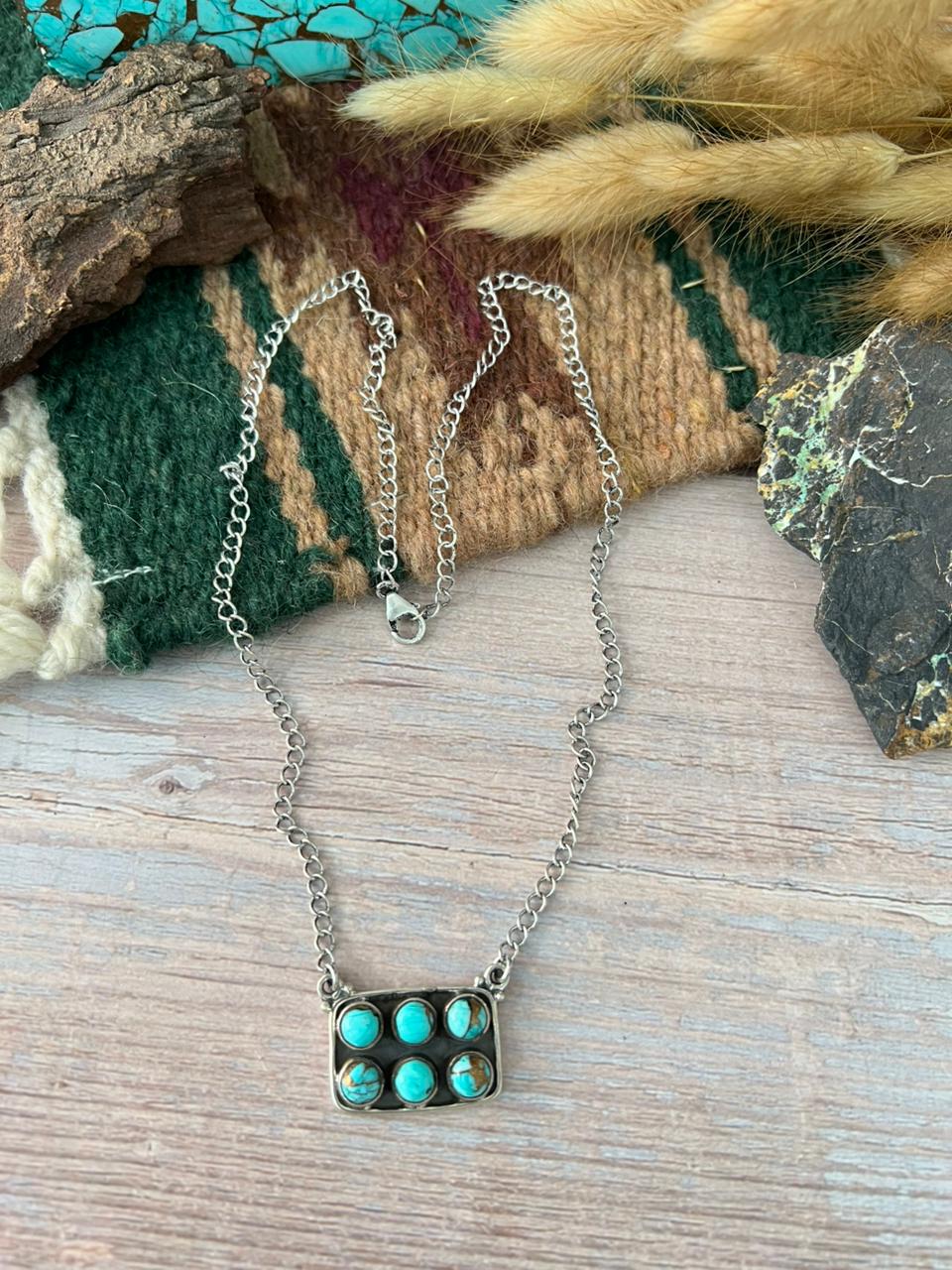 Handmade Sterling Silver Mint Dahlia Collection: Necklace "Signed Nizhoni"