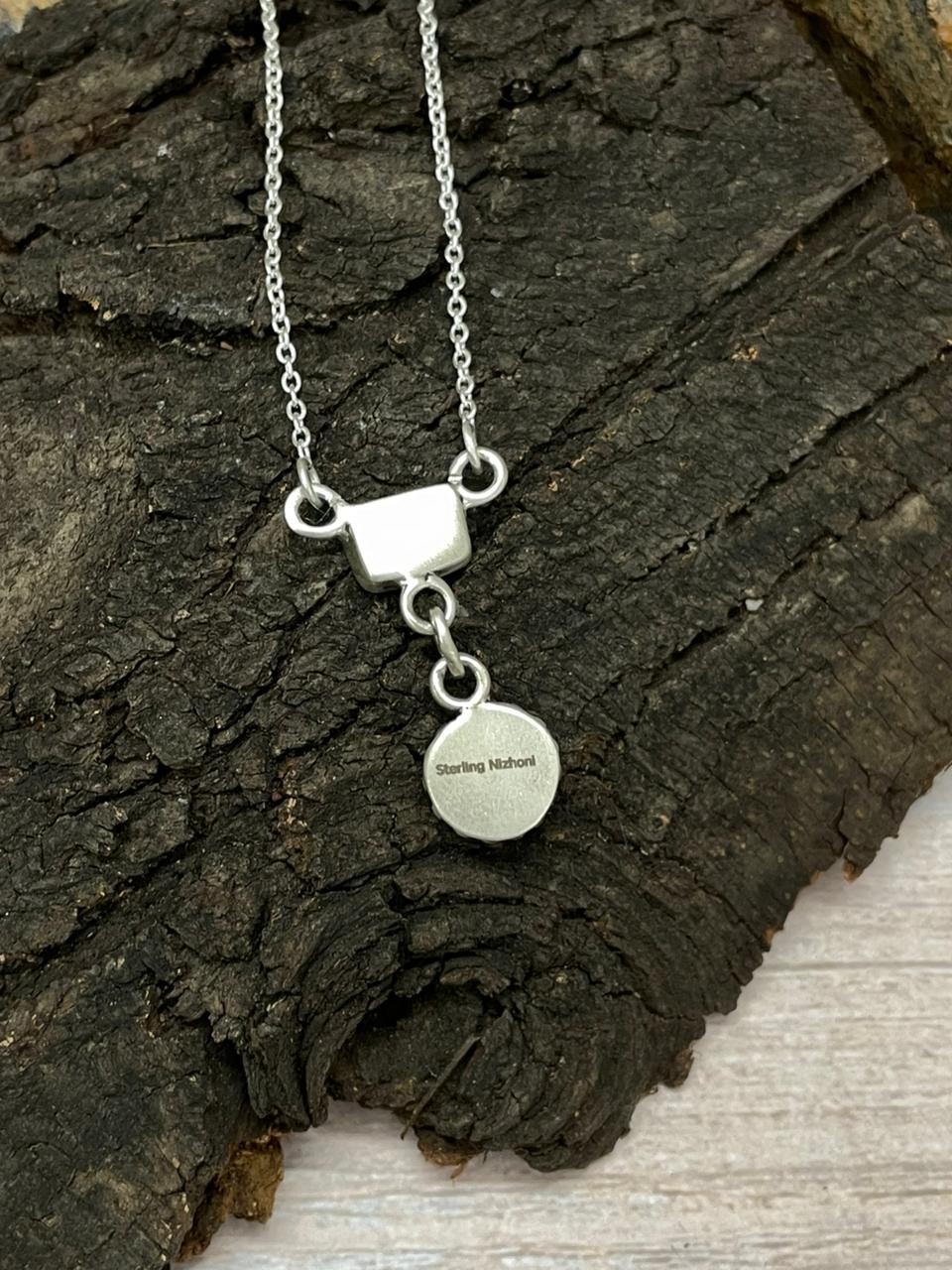 Handmade Sterling Silver Palomino Turquoise Drop Necklace "Signed Nizhoni"