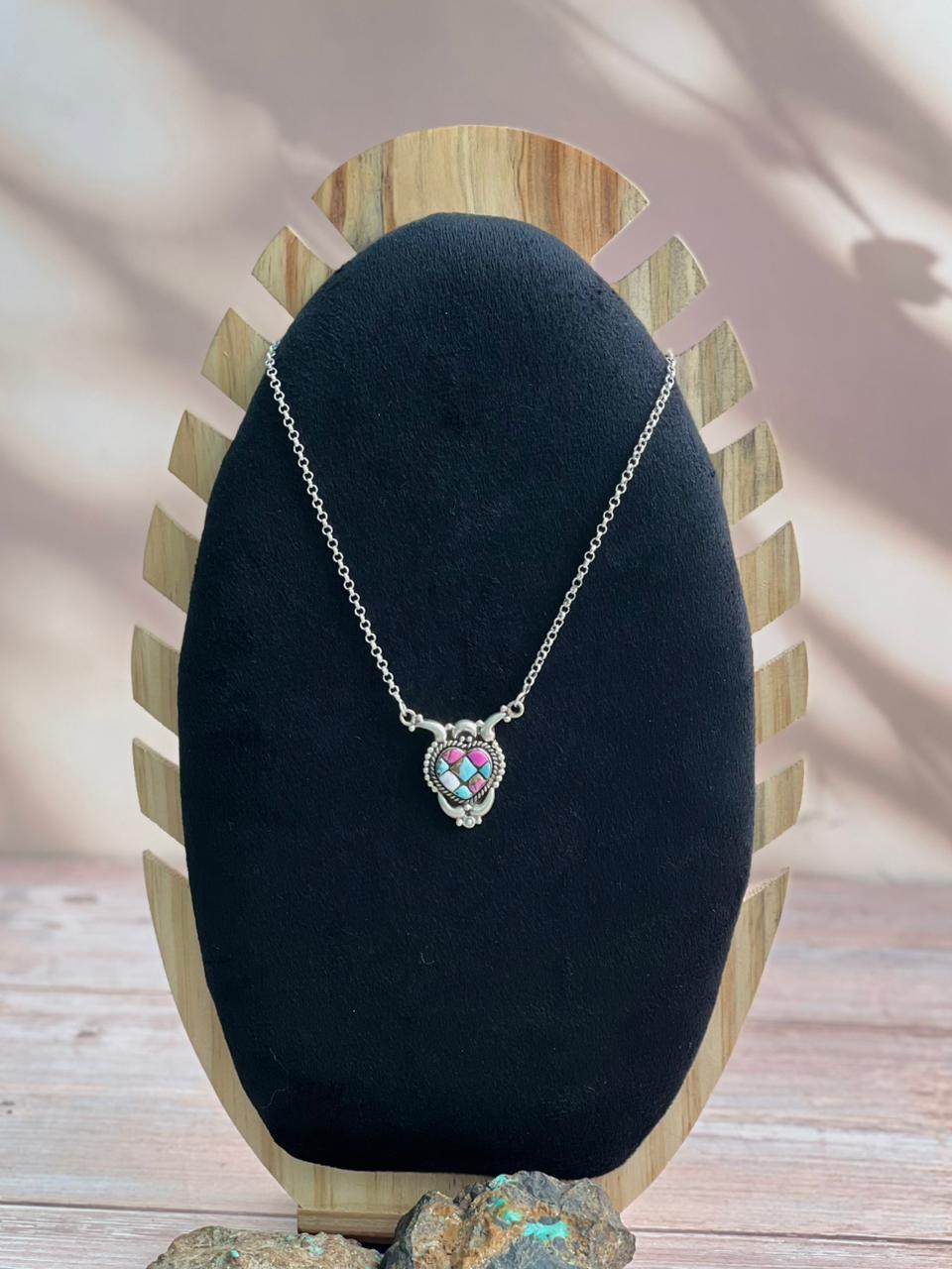 Handmade Sterling Silver Cotton Candy Necklace "Signed Nizhoni"