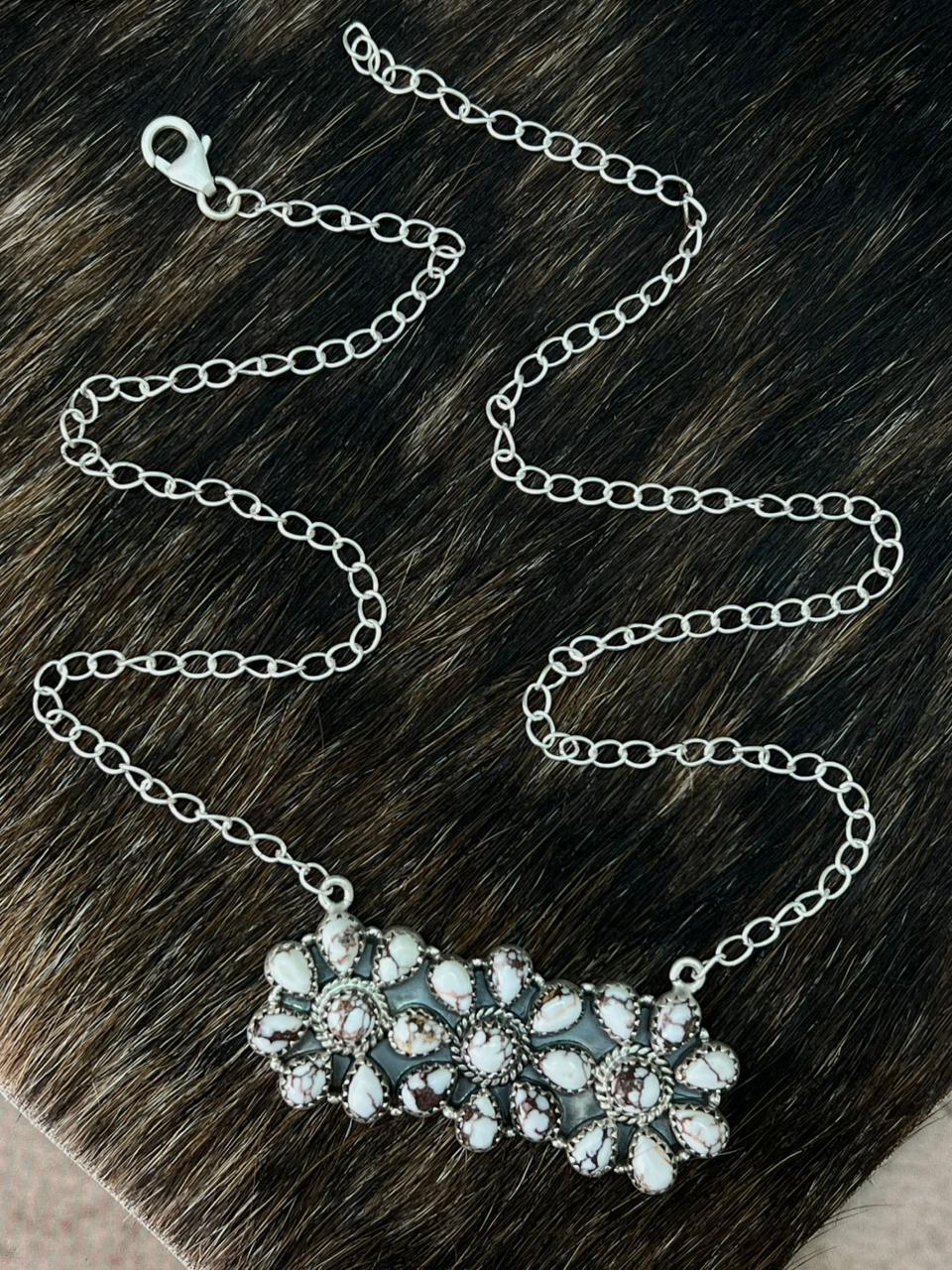 Handmade Sterling Silver Wildhorse Magnesite Necklace "Signed Nizhoni"