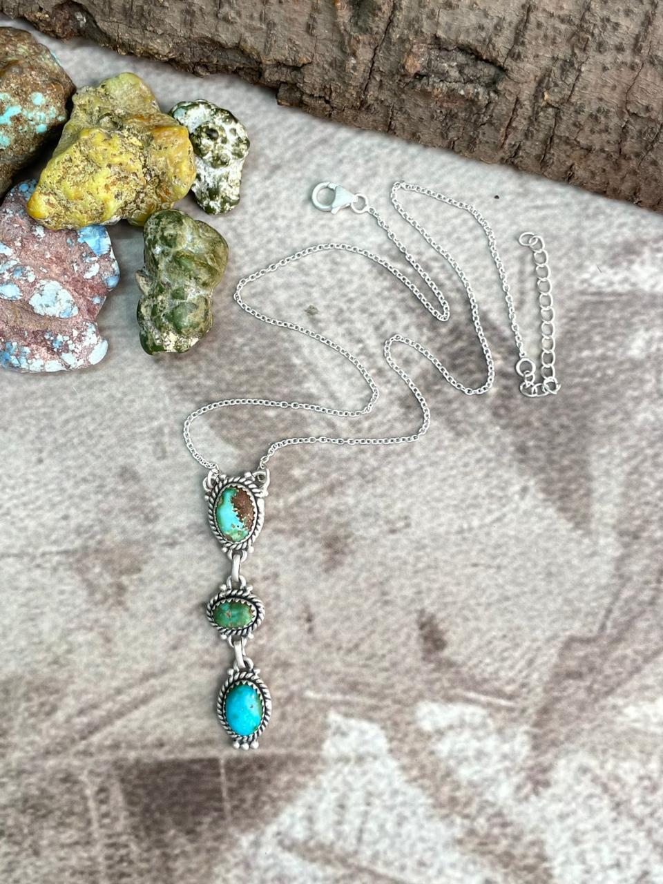 Handmade Sterling Silver Sonoran Mountain Turquoise Necklace "Signed Nizhoni"