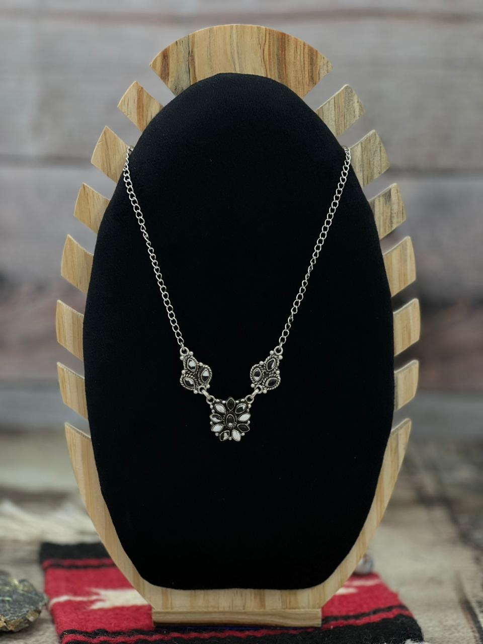 Handmade Sterling Silver White Buffalo Necklace "Signed Nizhoni"