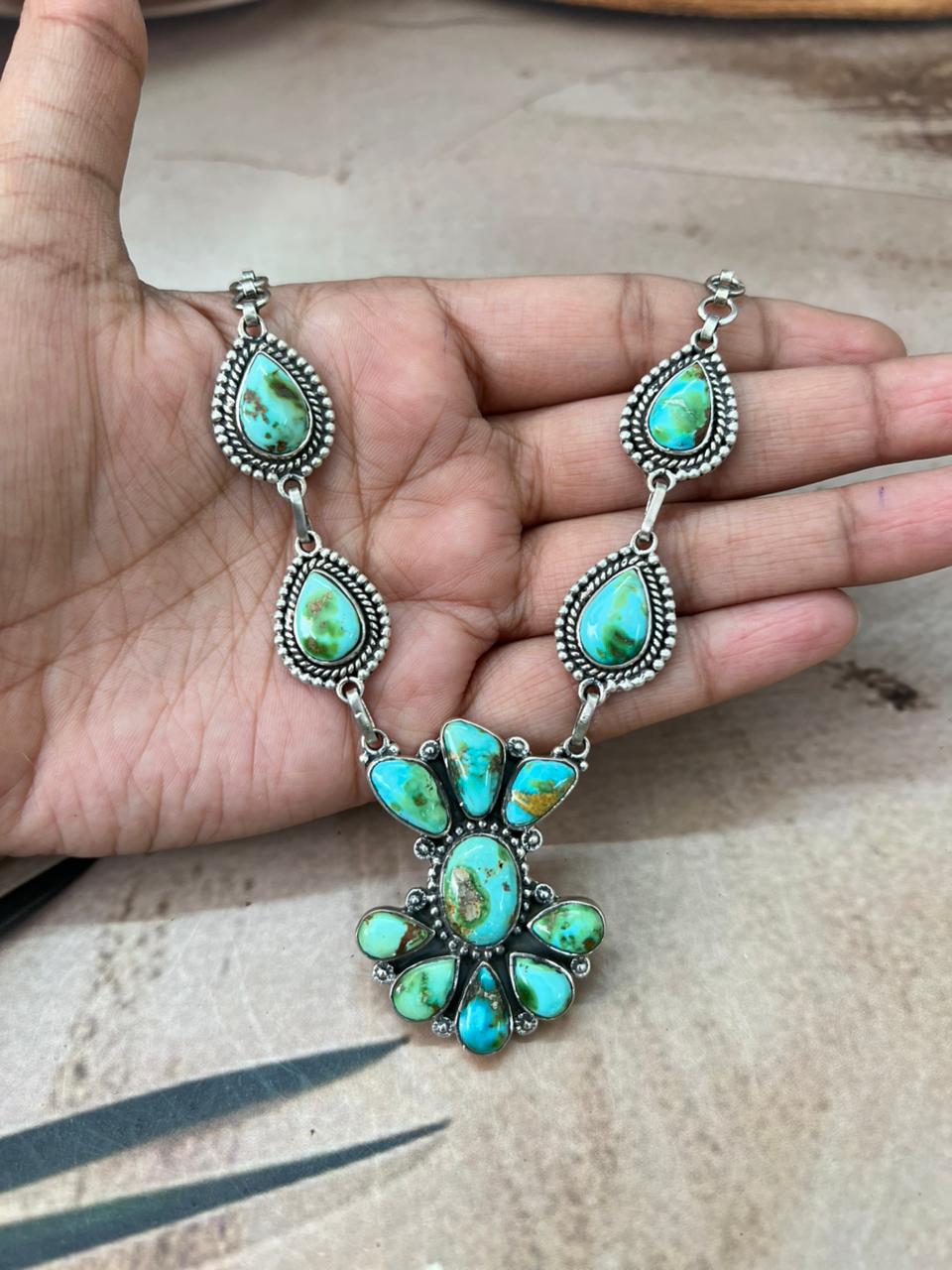 Handmade Sterling Silver Multi Stone Necklace "Signed Nizhoni"