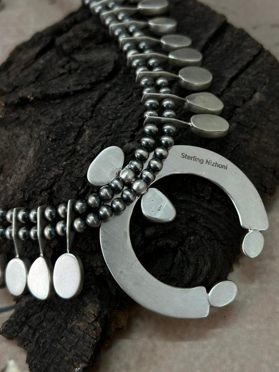 Handmade Sterling Silver Multi Stone Naja Beaded Necklace "Signed Nizhoni"