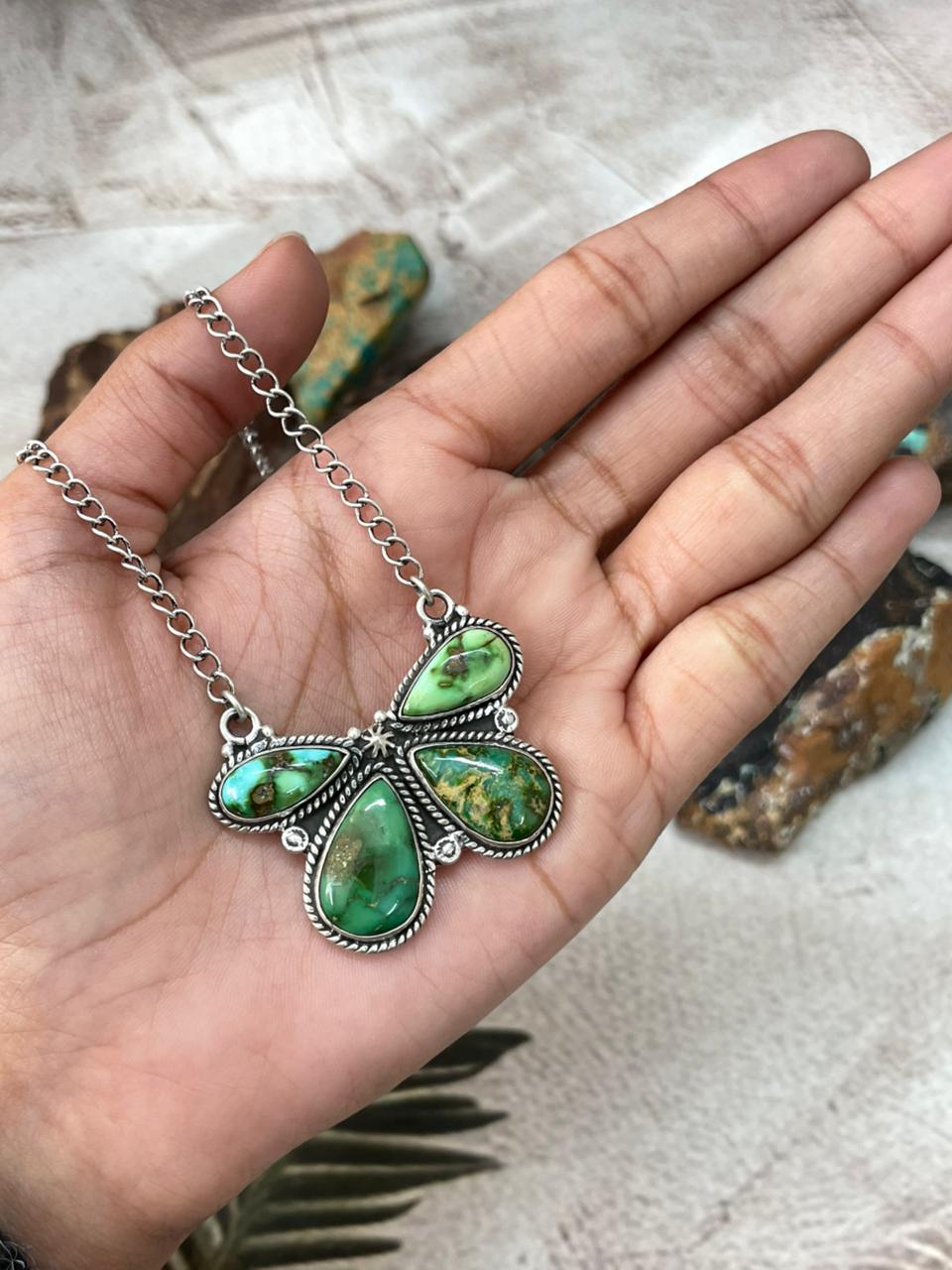 Handmade Sterling Silver Sonoran Mountain Turquoise Necklace "Signed Nizhoni"