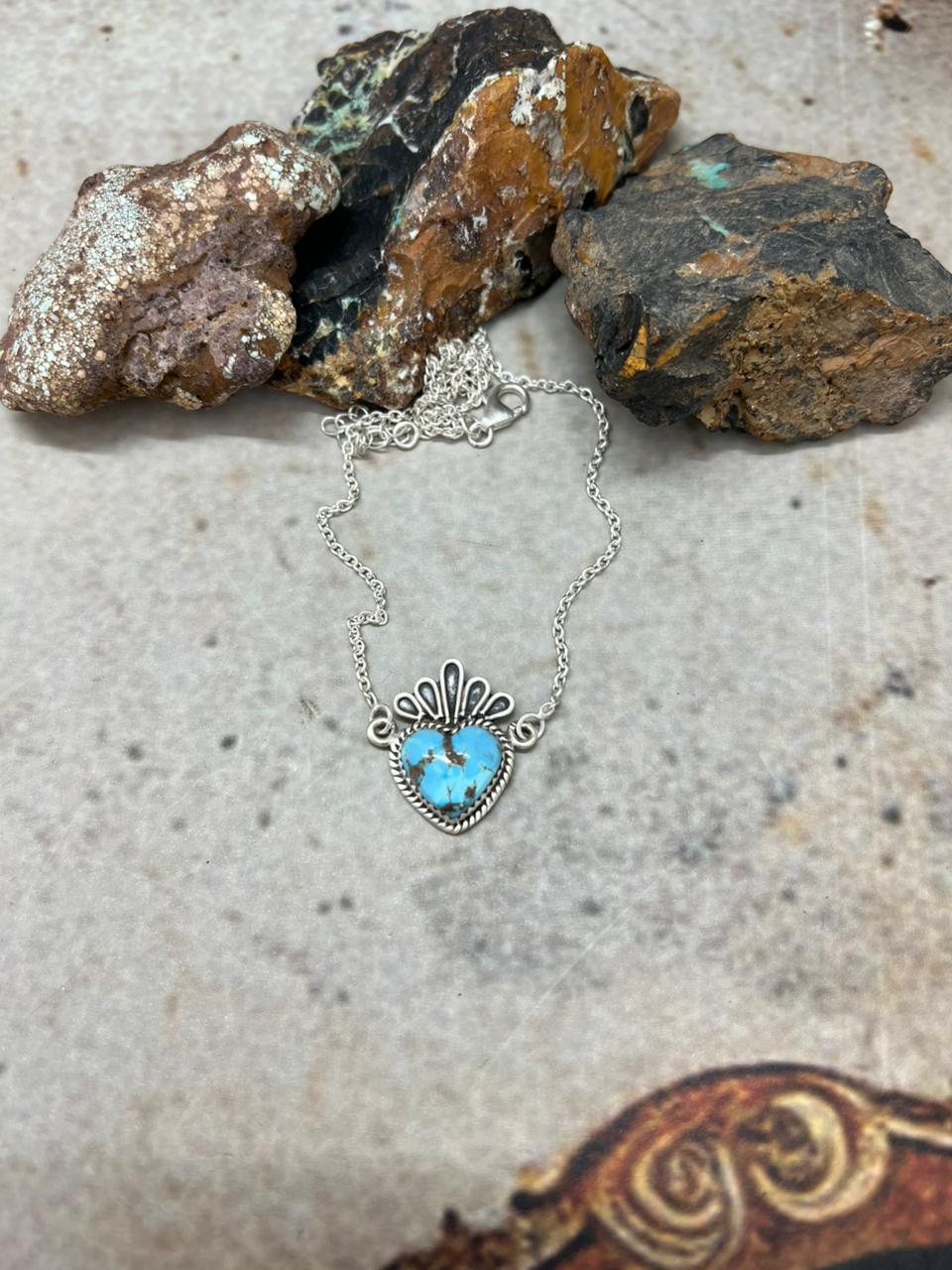 Handmade Sterling Silver Golden Hills Turquoise Necklace "Signed Nizhoni"