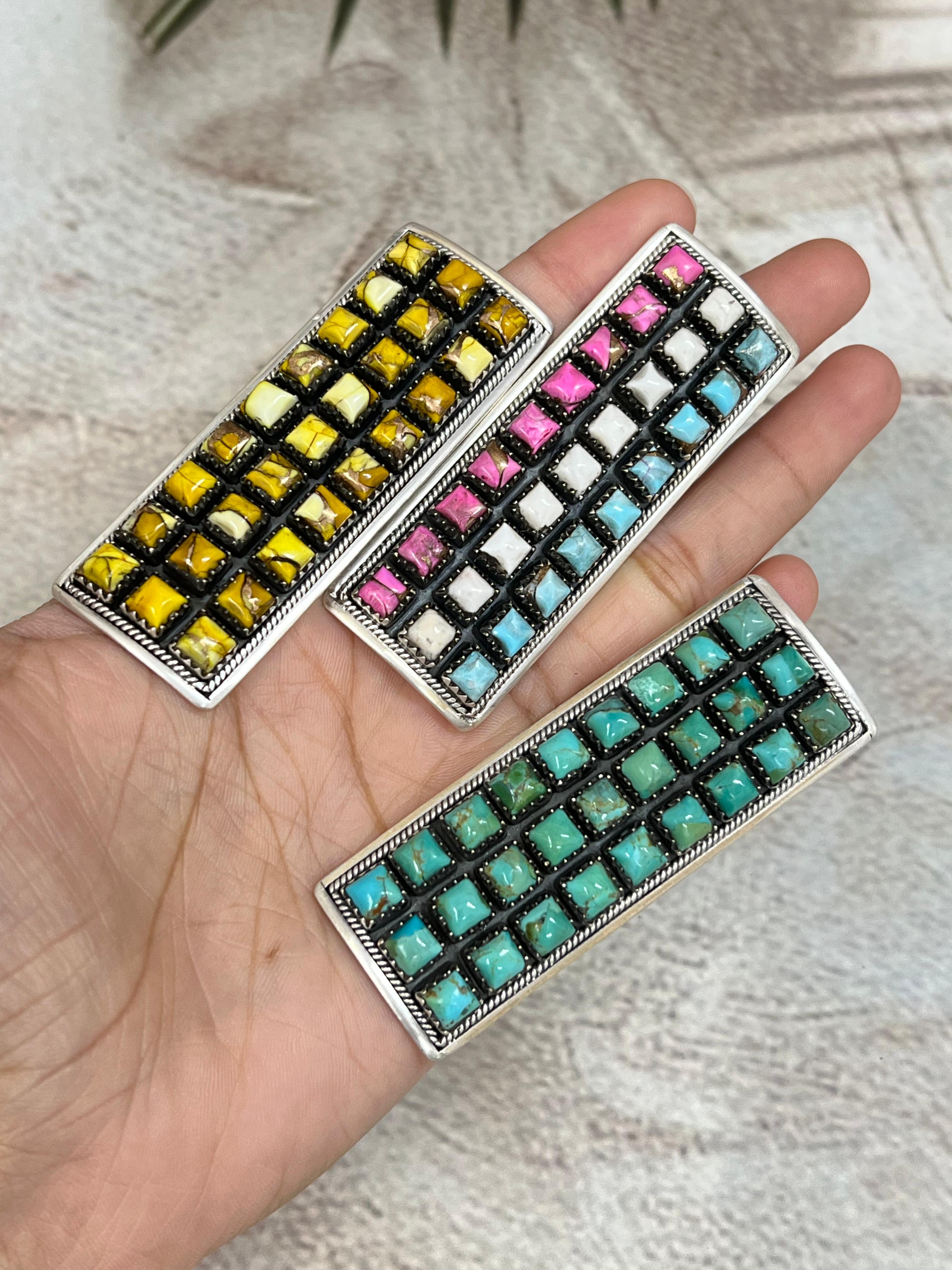 Handmade Sterling Silver Multi Stones Adjustable Ring, Signed Nizhoni (1)