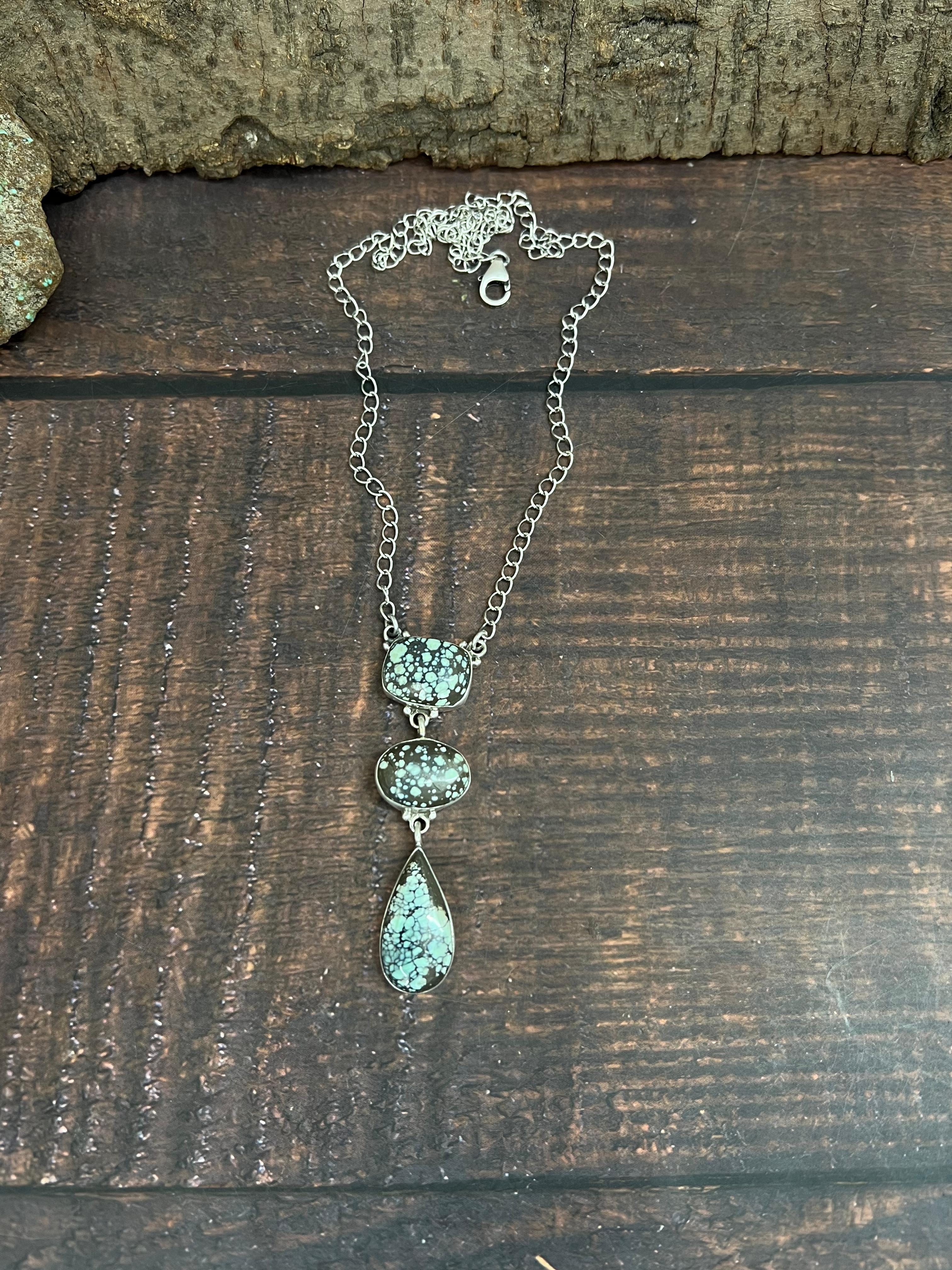 Handmade Sterling Silver Starfox Variscite Necklace Signed Nizhoni