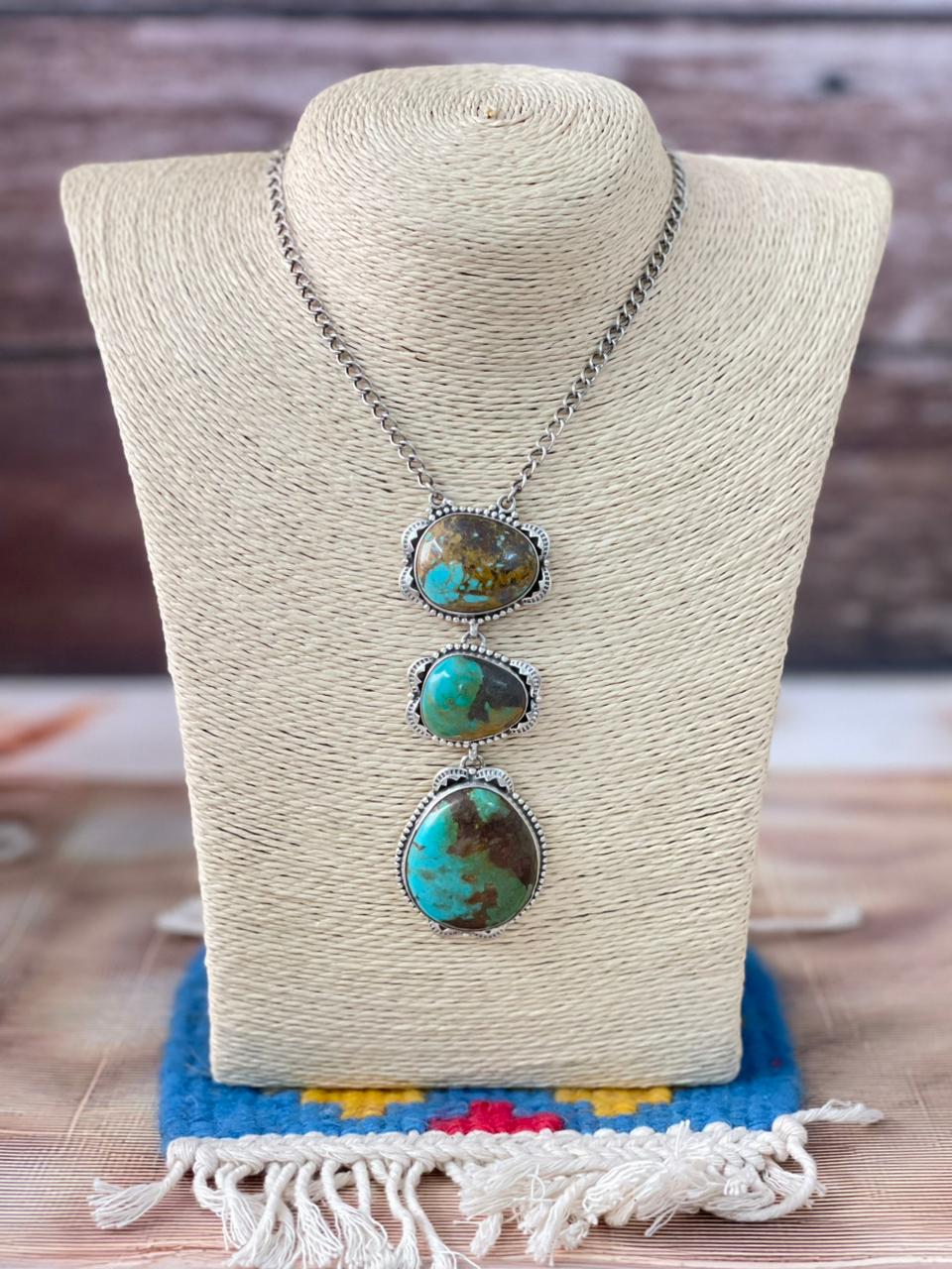 Handmade Sterling Silver Royston Turquoise Necklace "Signed Nizhoni"