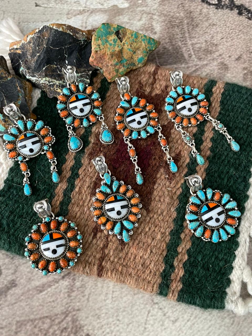 Handmade Sterling Silver Turquoise and MOP Pendant "Signed Nizhoni"