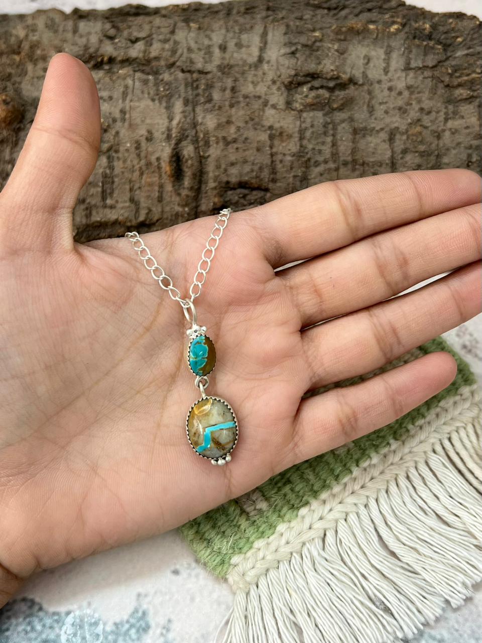 Handmade Sterling Silver Royston Ribbon Necklace "Signed Nizhoni"