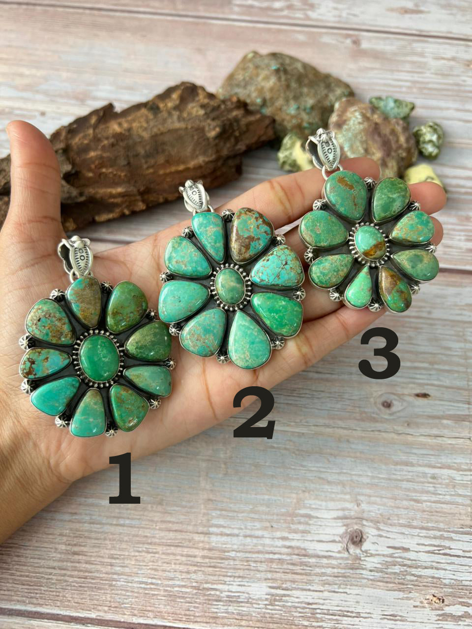 Handmade Sterling Silver Mantis Turquoise Pendant with Signed Nizhoni