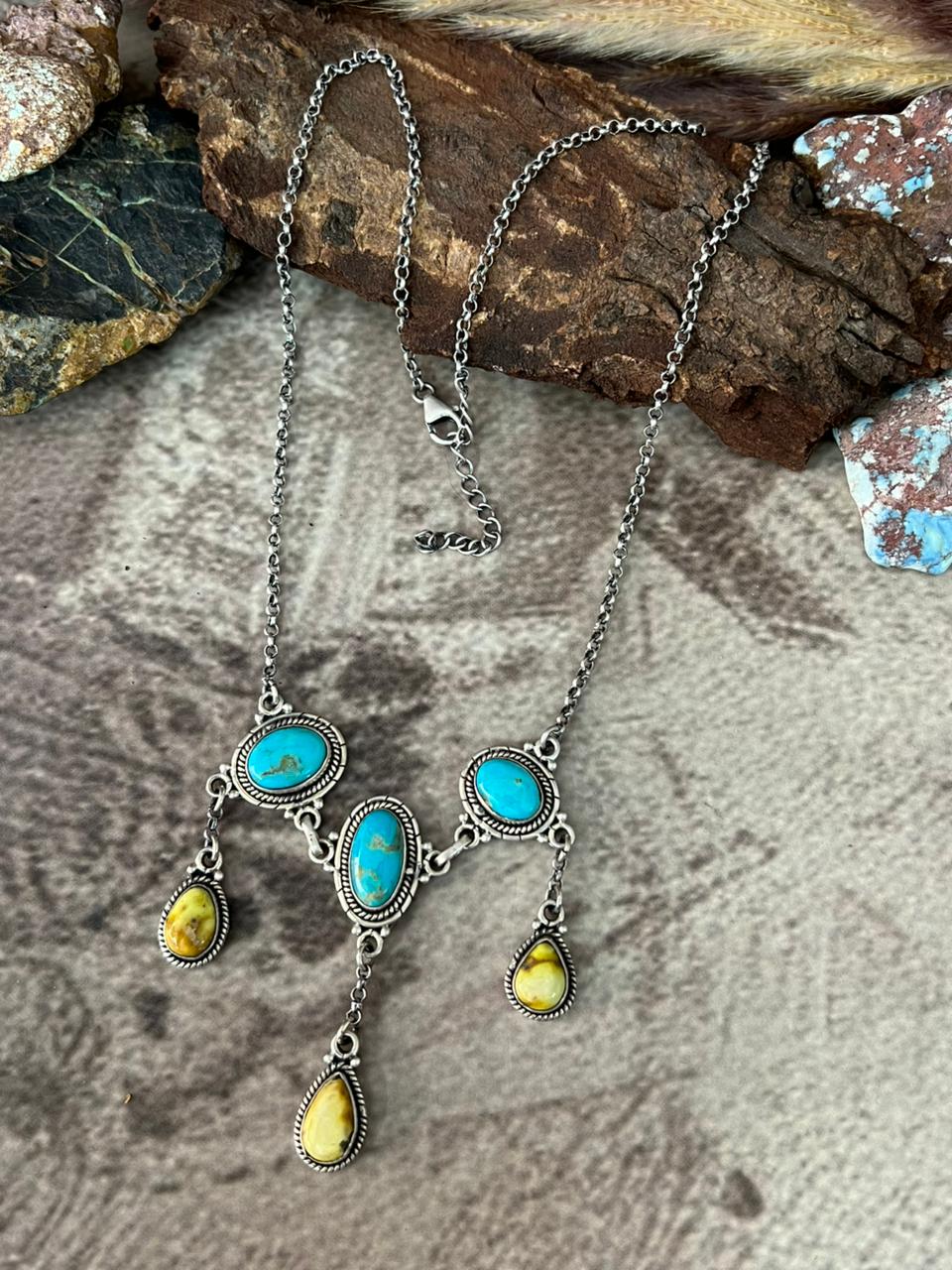 Handmade Sterling Silver Palomino with Santa Maria Necklace "Signed Nizhoni"