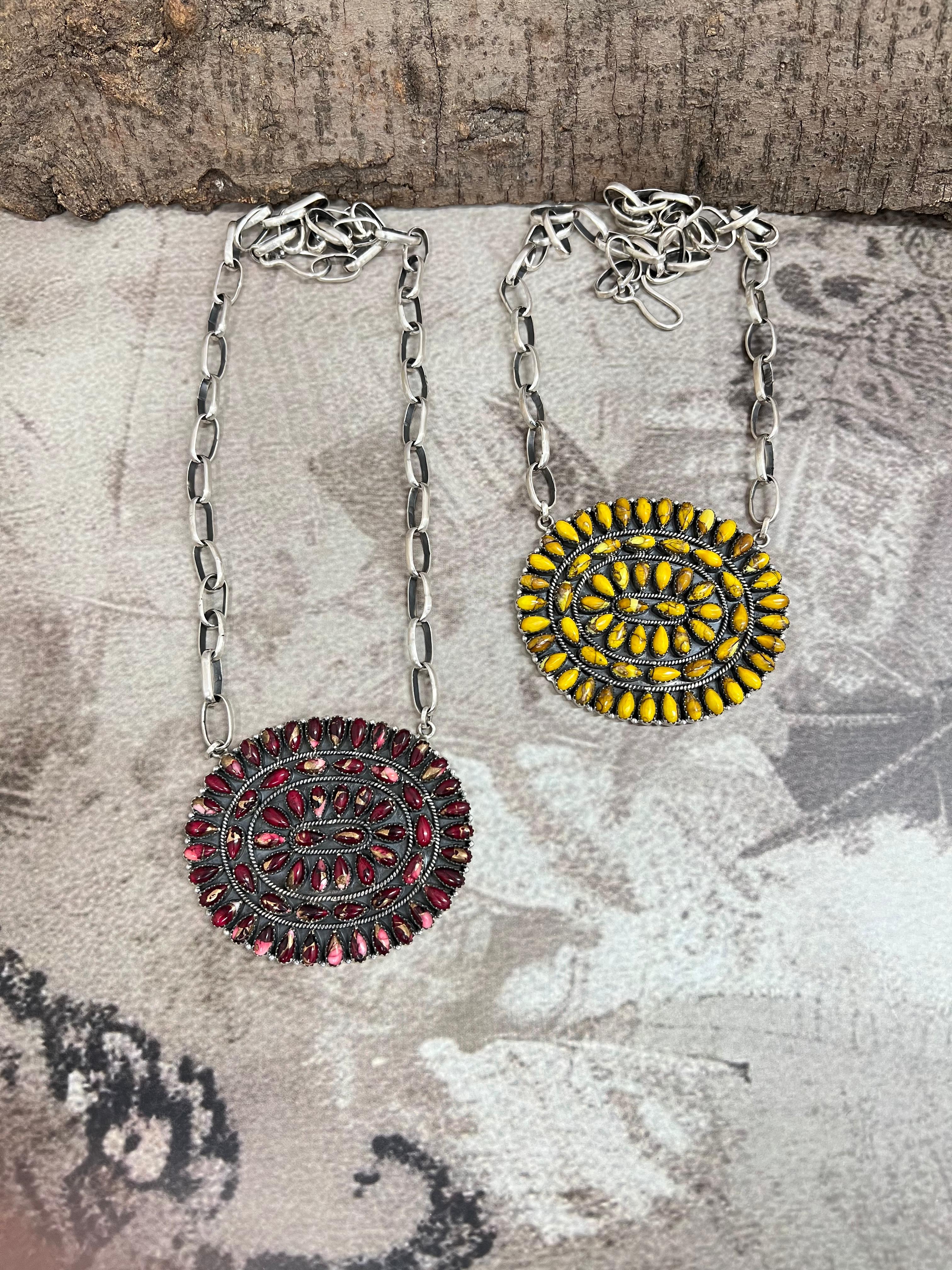 Handmade Sterling Silver Dahlia Rose, Honey Dahlia Necklace, Signed Nizhoni