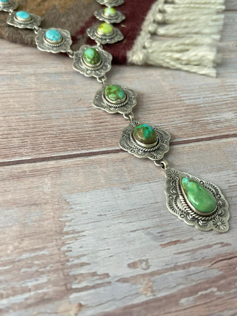 Handmade Sterling Silver Multi Stone Necklace "Signed Nizhoni"