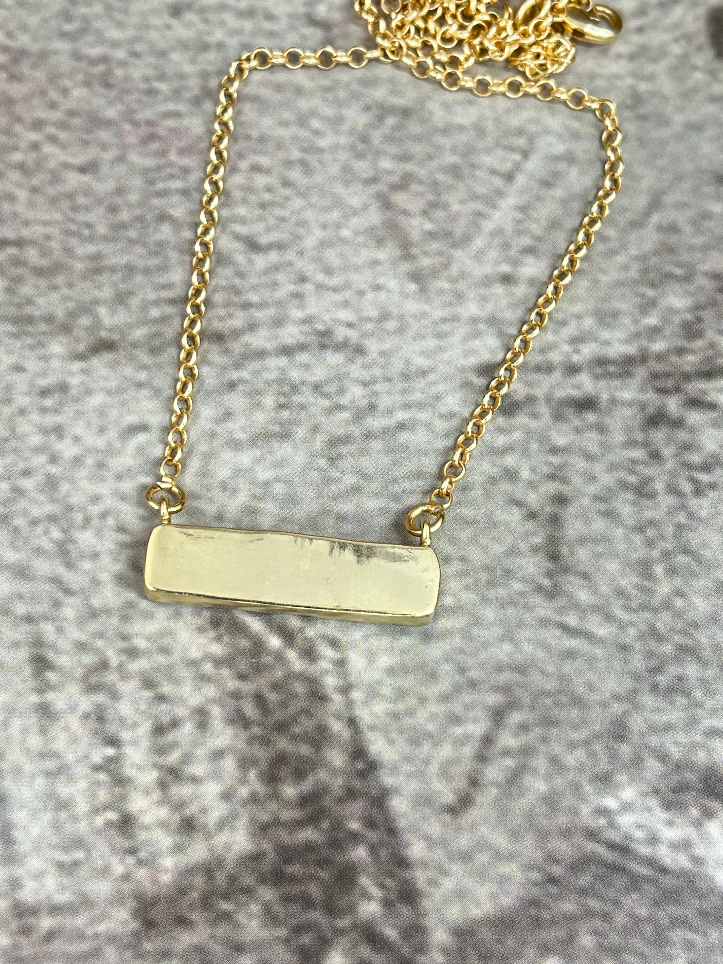 “The Boho Collection” Handmade Druzy Rose Gold Bar Necklace Signed Nizhoni