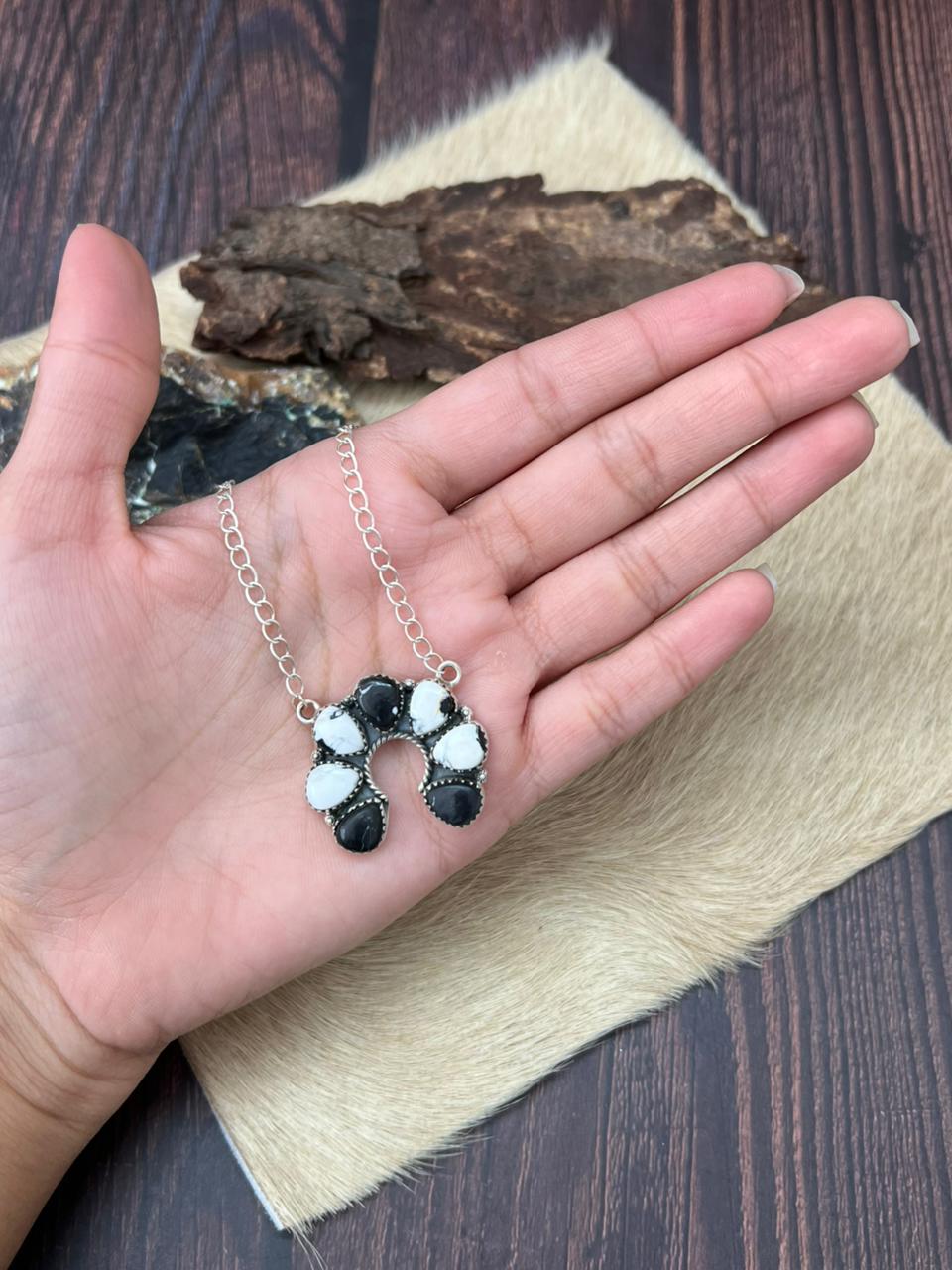 Handmade Sterling Silver White Buffalo Necklace "Signed Nizhoni"