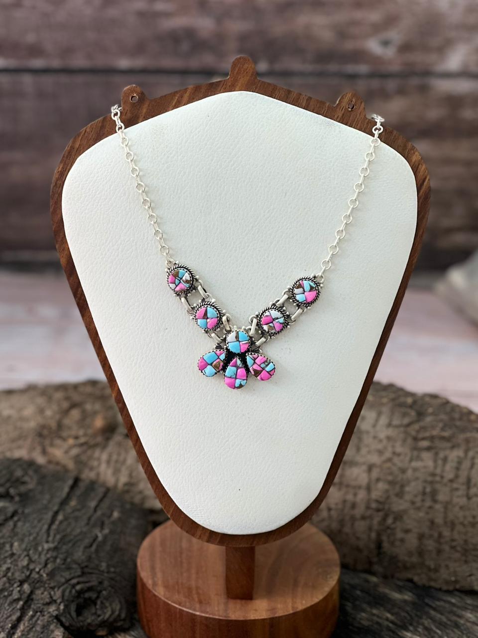 Handmade Sterling Silver Cotton Candy Necklace "Signed Nizhoni"