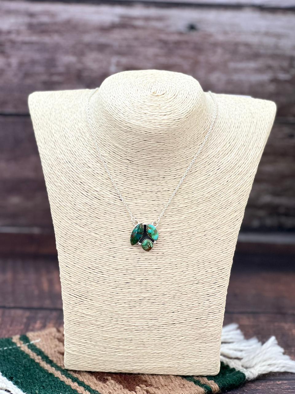 Handmade Sterling Silver Sonoran Mountain Turquoise Necklace "Signed Nizhoni"