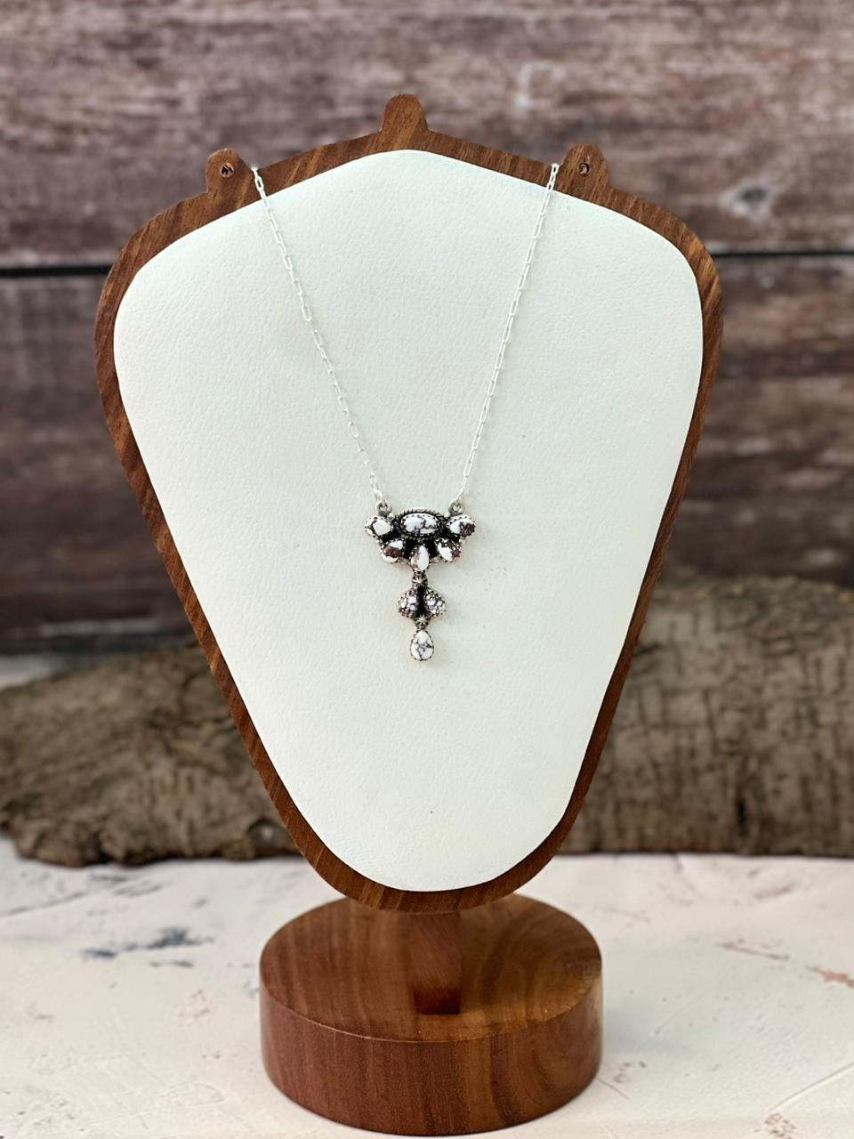 Handmade Sterling Silver Wildhorse Magnesite Necklace "Signed Nizhoni"