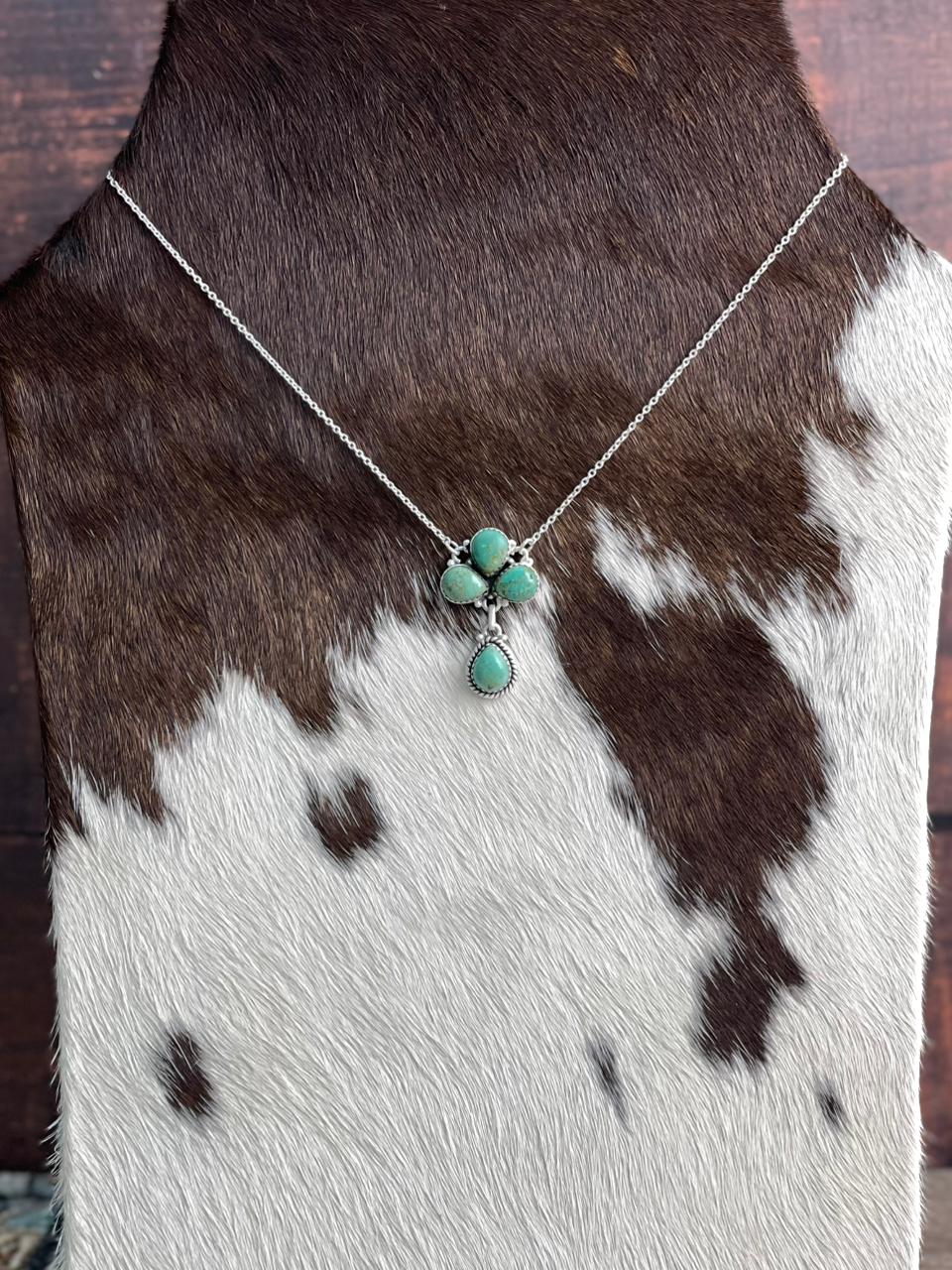 Handmade Sterling Silver Old stock Royston Turquoise Necklace "Signed Nizhoni"