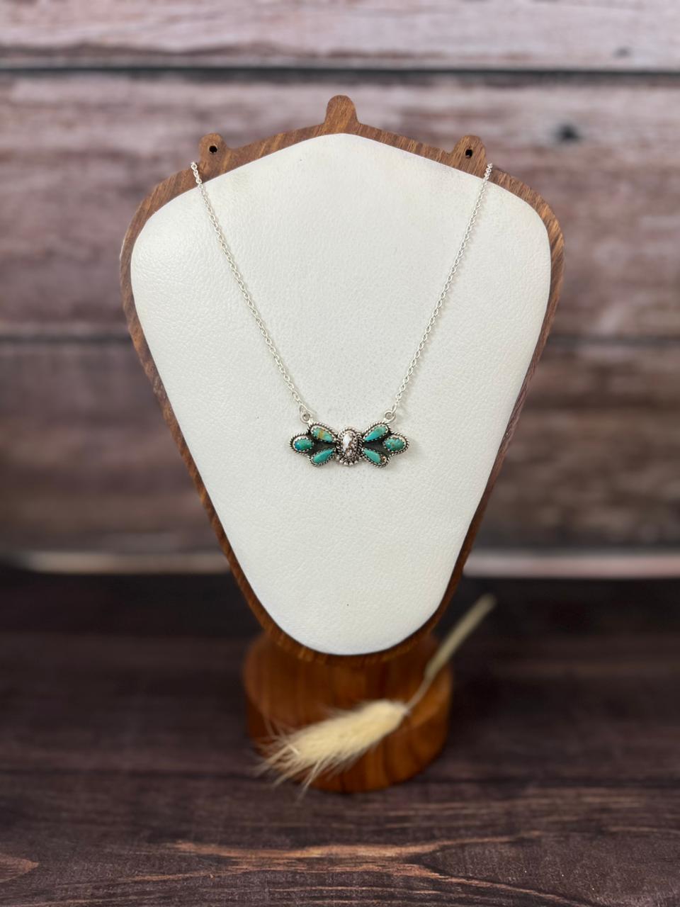 Handmade Sterling Silver Wildhorse Magnesite with Kingman Turquoise Necklace "Signed Nizhoni"