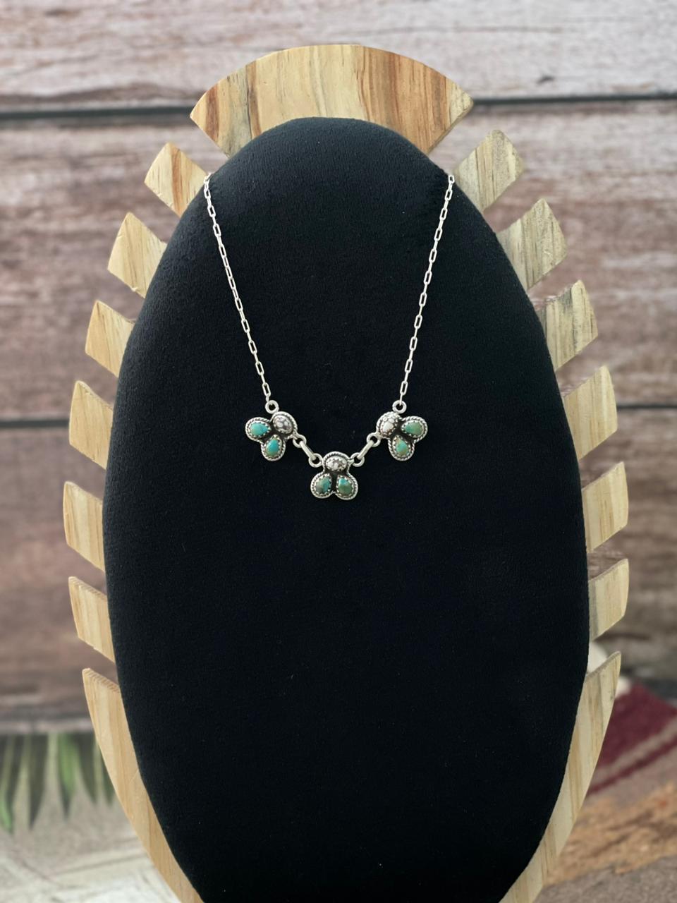 Handmade Sterling Silver Kingman with Wildhorse Magnesite Necklace "Signed Nizhoni"