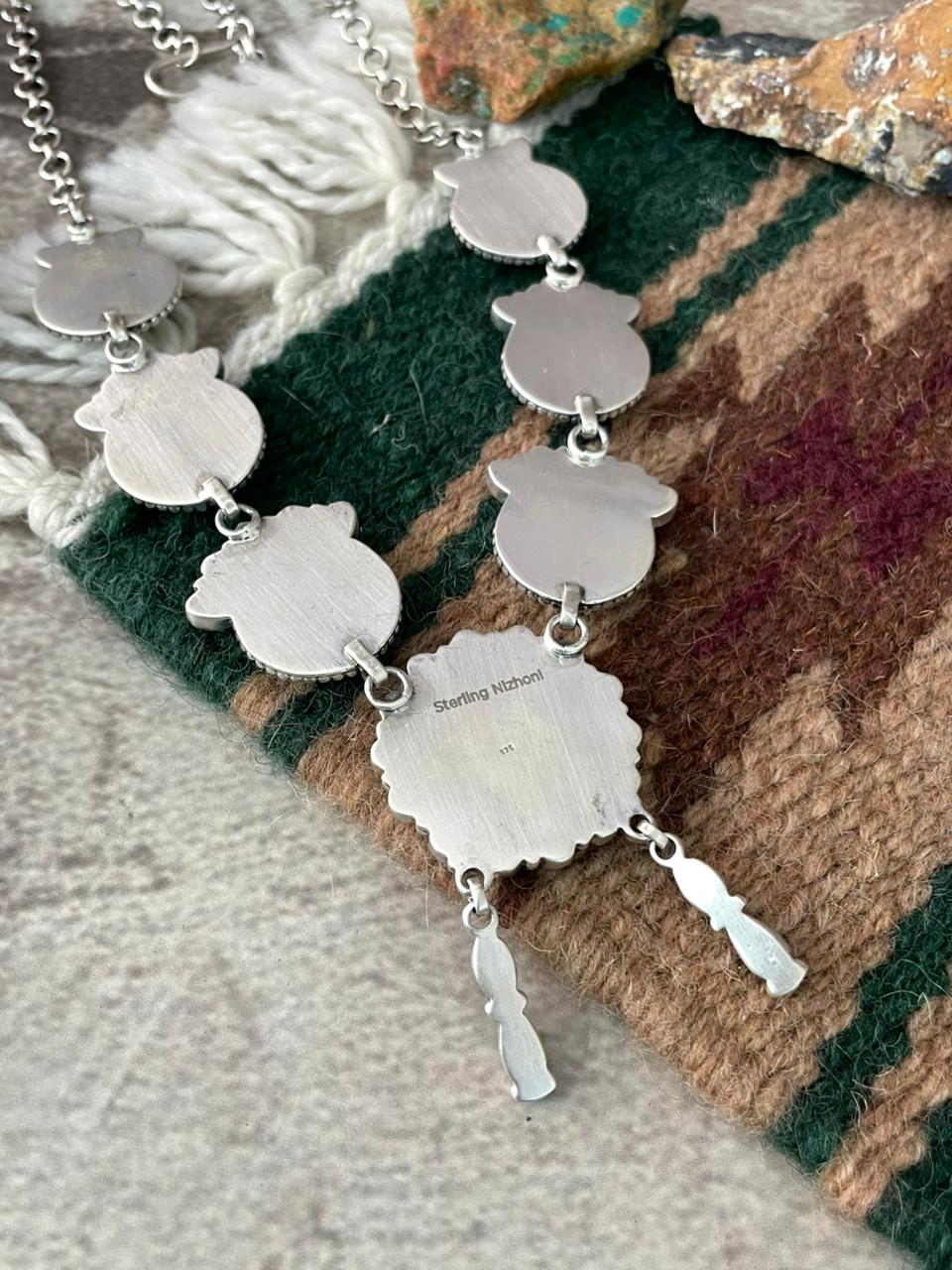 Handmade Sterling Silver Turquoise and MOP Necklace "Signed Nizhoni"