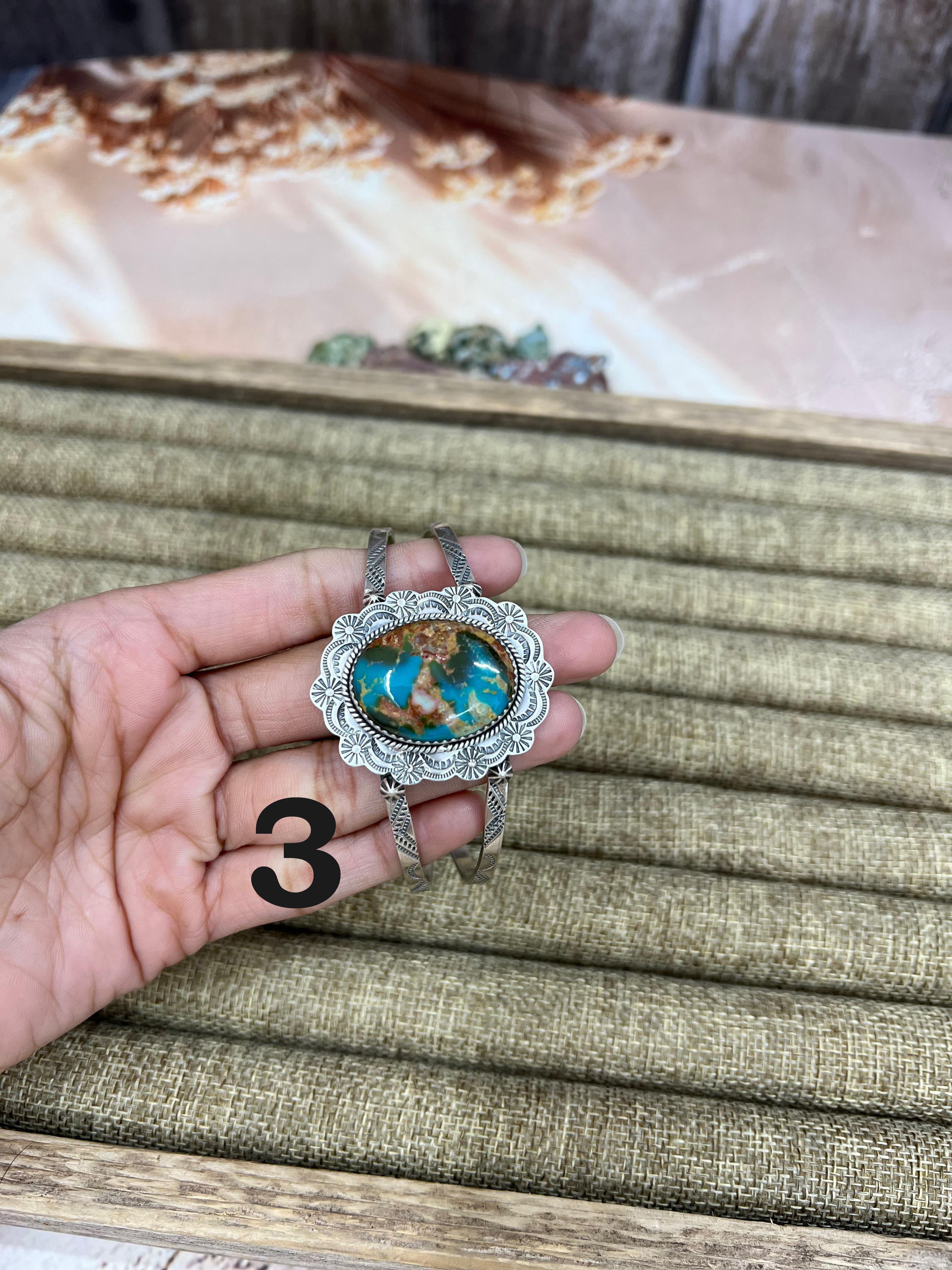 Handmade Sterling Silver Hardy Pit Cuff Bracelet with Signed Nizhoni