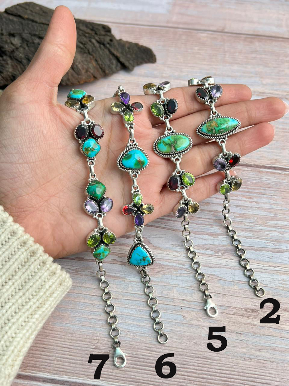 Handmade Sterling Silver Sonoran with Cut Stone Bracelet "Signed Nizhoni"