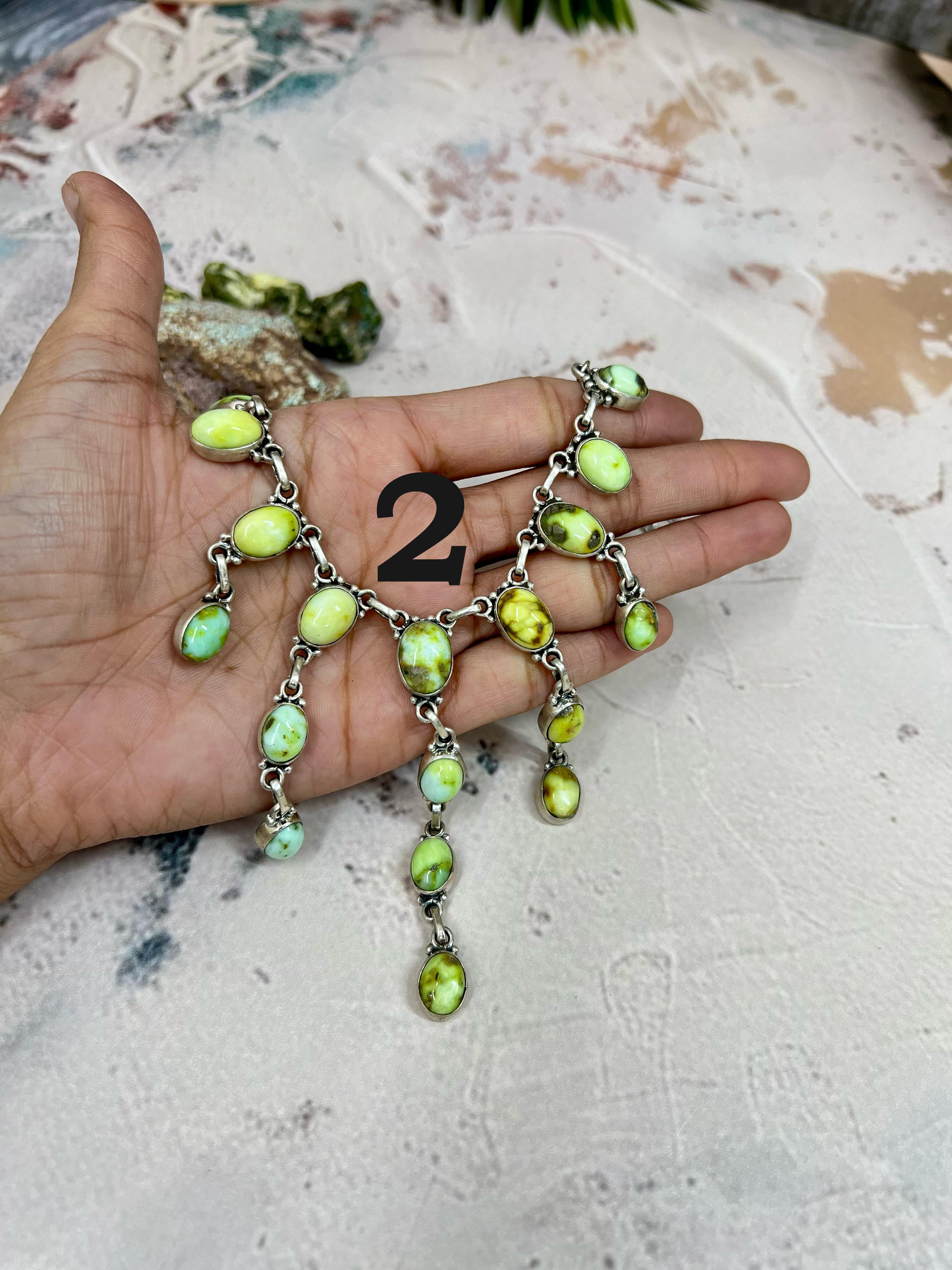 Handmade Sterling Silver Palomino Turquoise Necklace with Signed Nizhoni