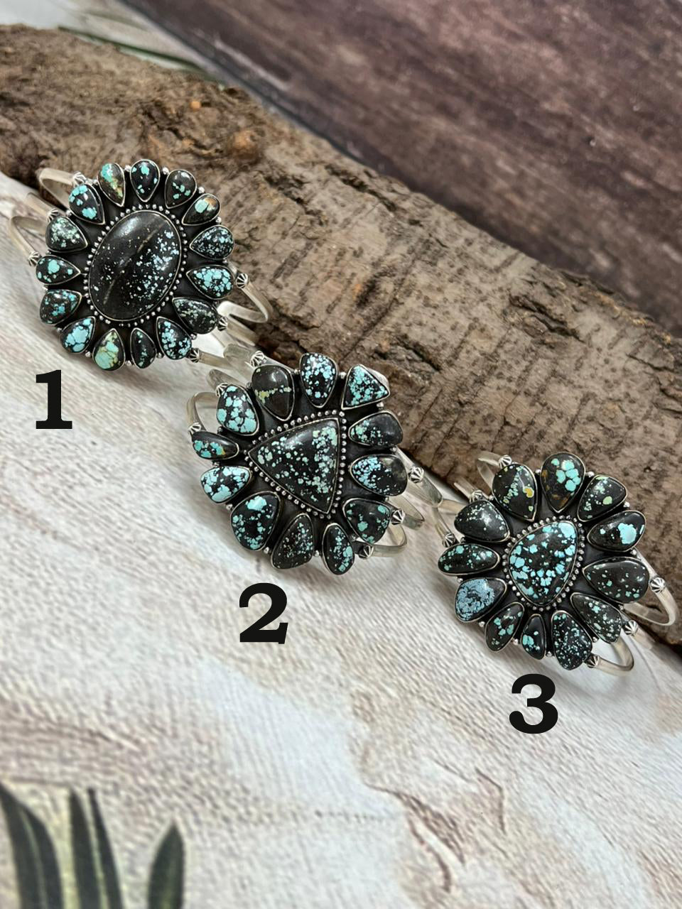 Handmade Sterling Silver Lander Turquoise Cuff Bracelet with Signed Nizhoni