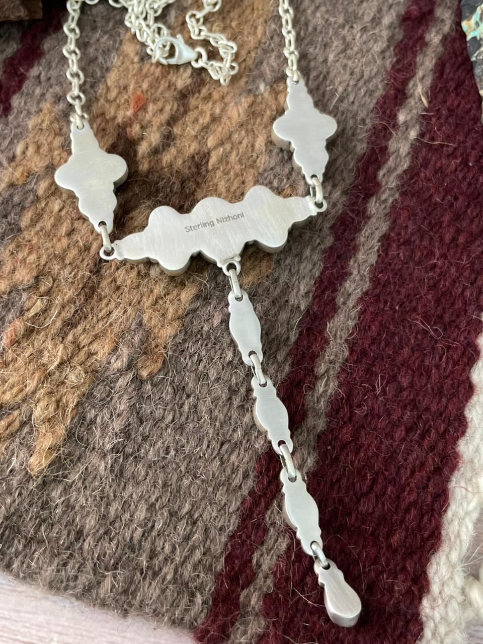 Handmade Sterling Silver Kingman Turquoise Necklace "Signed Nizhoni"