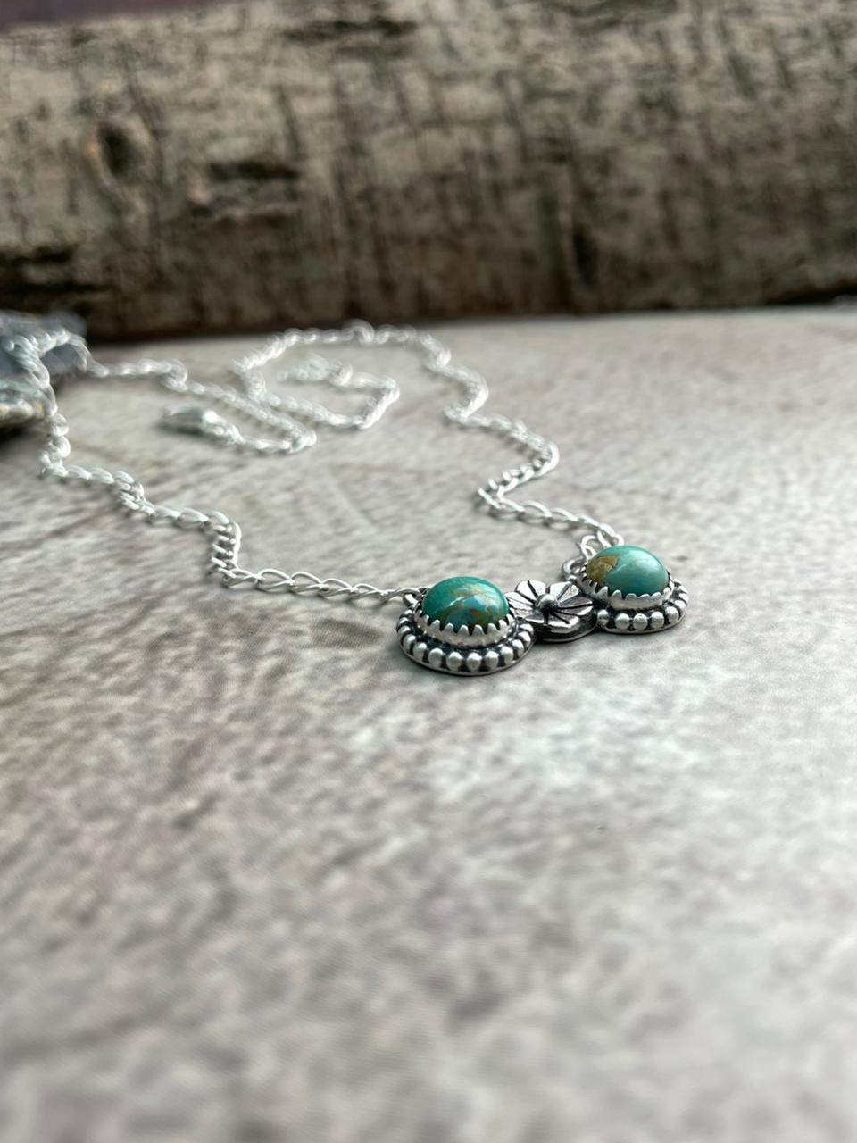 Handmade Sterling Silver Kingman Turquoise Necklace "Signed Nizhoni"