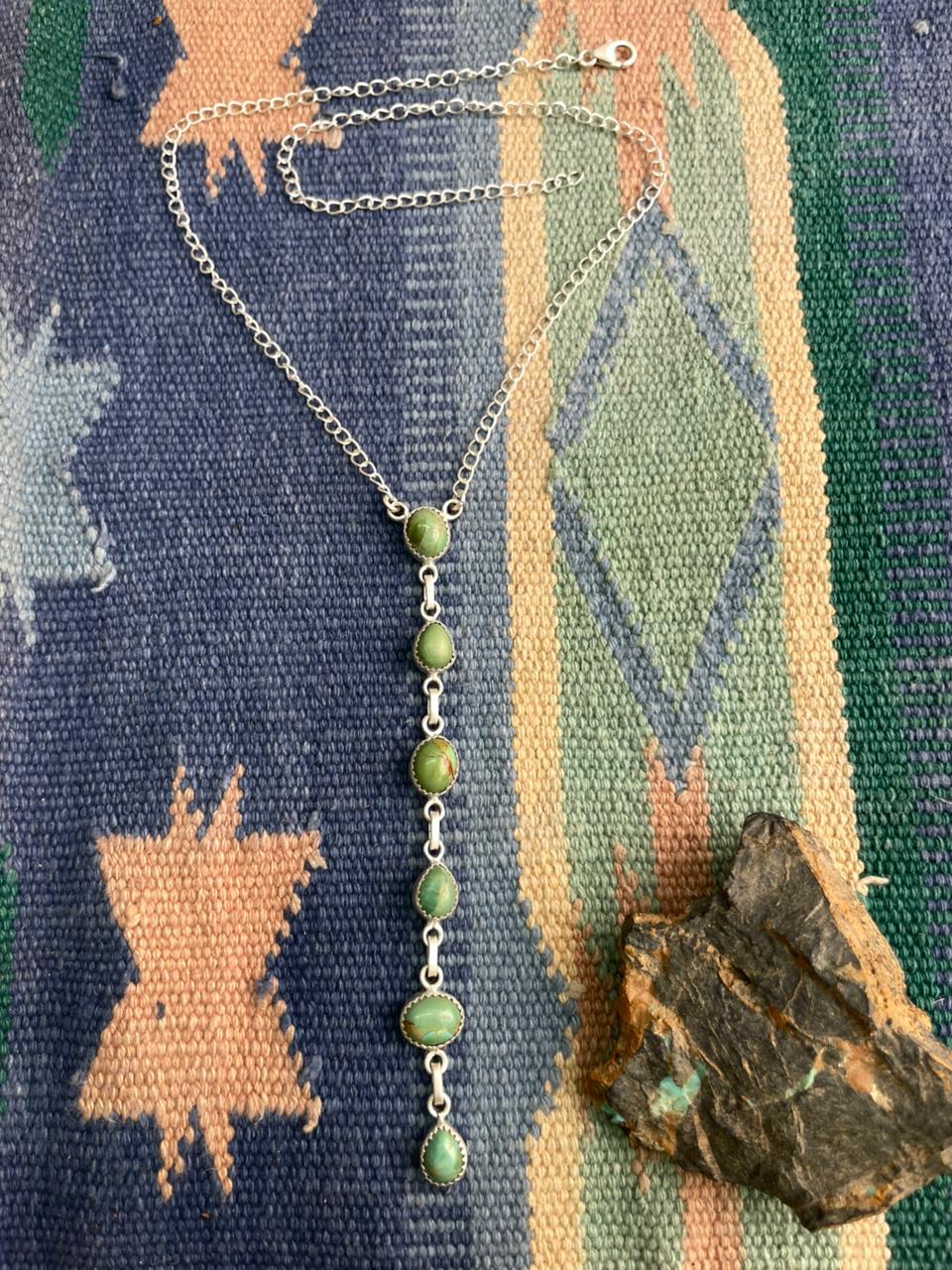 Handmade Sterling Silver Kingman Turquoise Necklace "Signed Nizhoni"