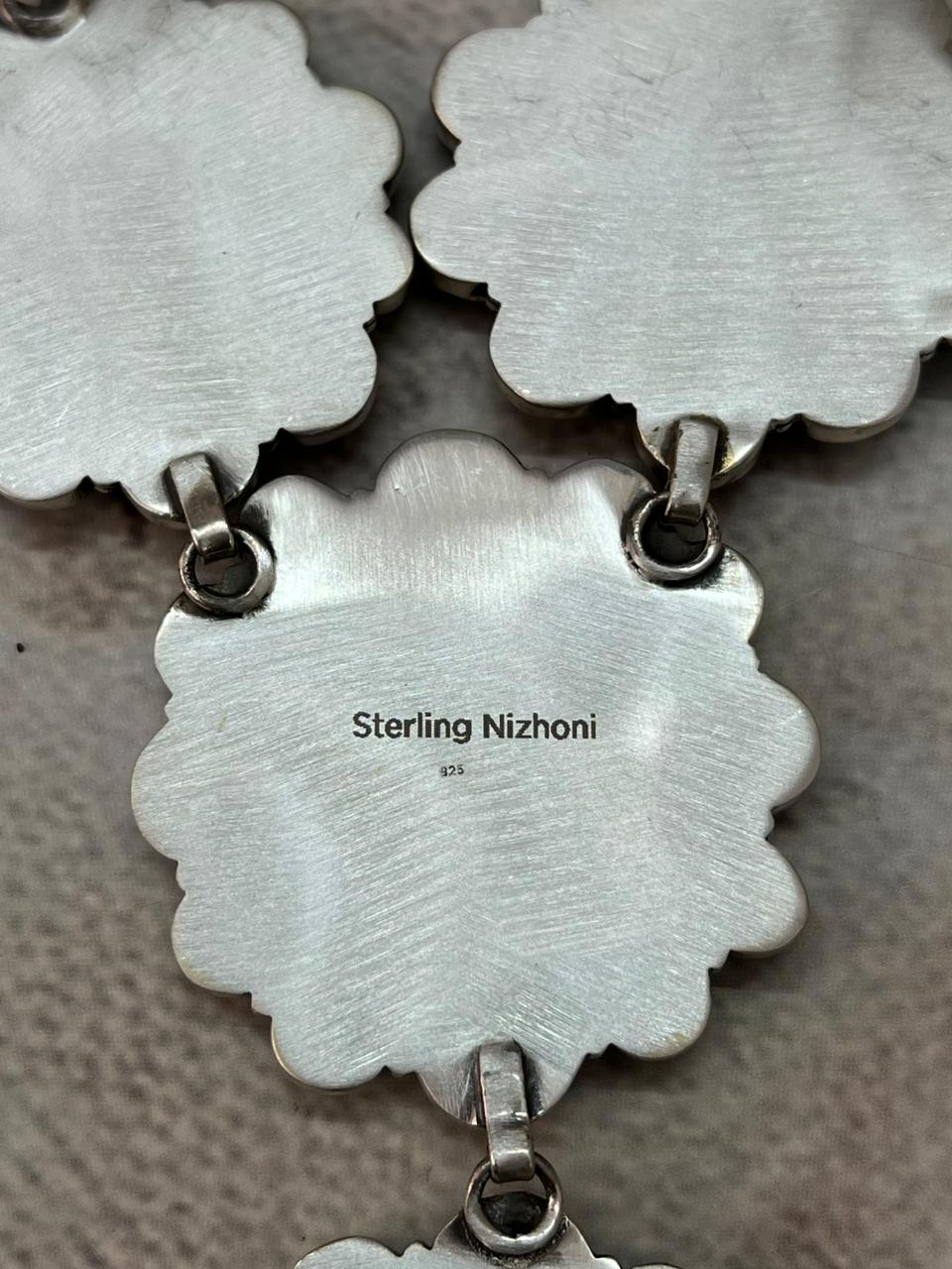 Handmade Sterling Silver Blackjack Turquoise Necklace "Signed Nizhoni"