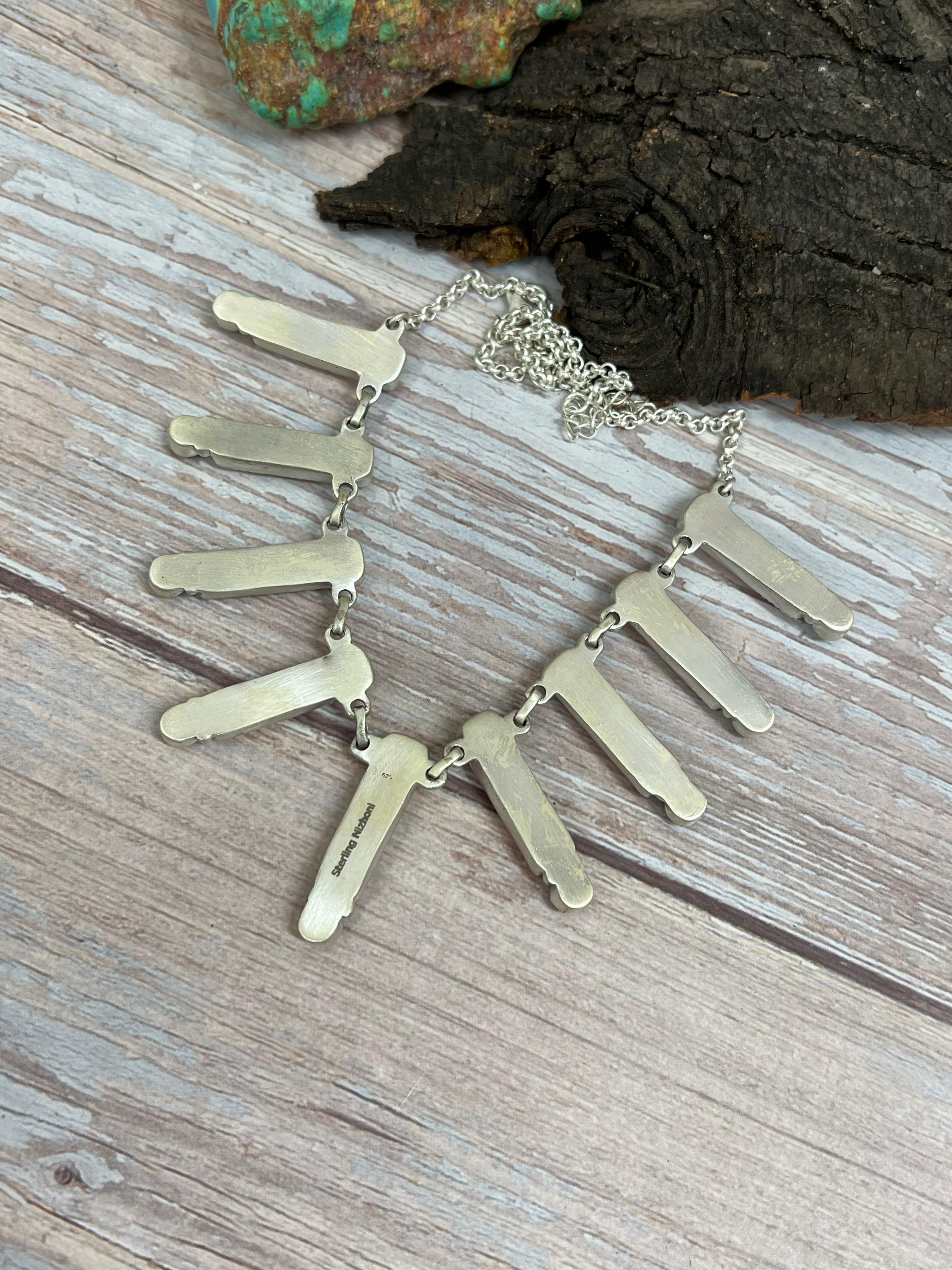 "Halloween Collection" Handmade Sterling Silver Black Onyx, Bumblebee Necklace with Signed Nizhoni