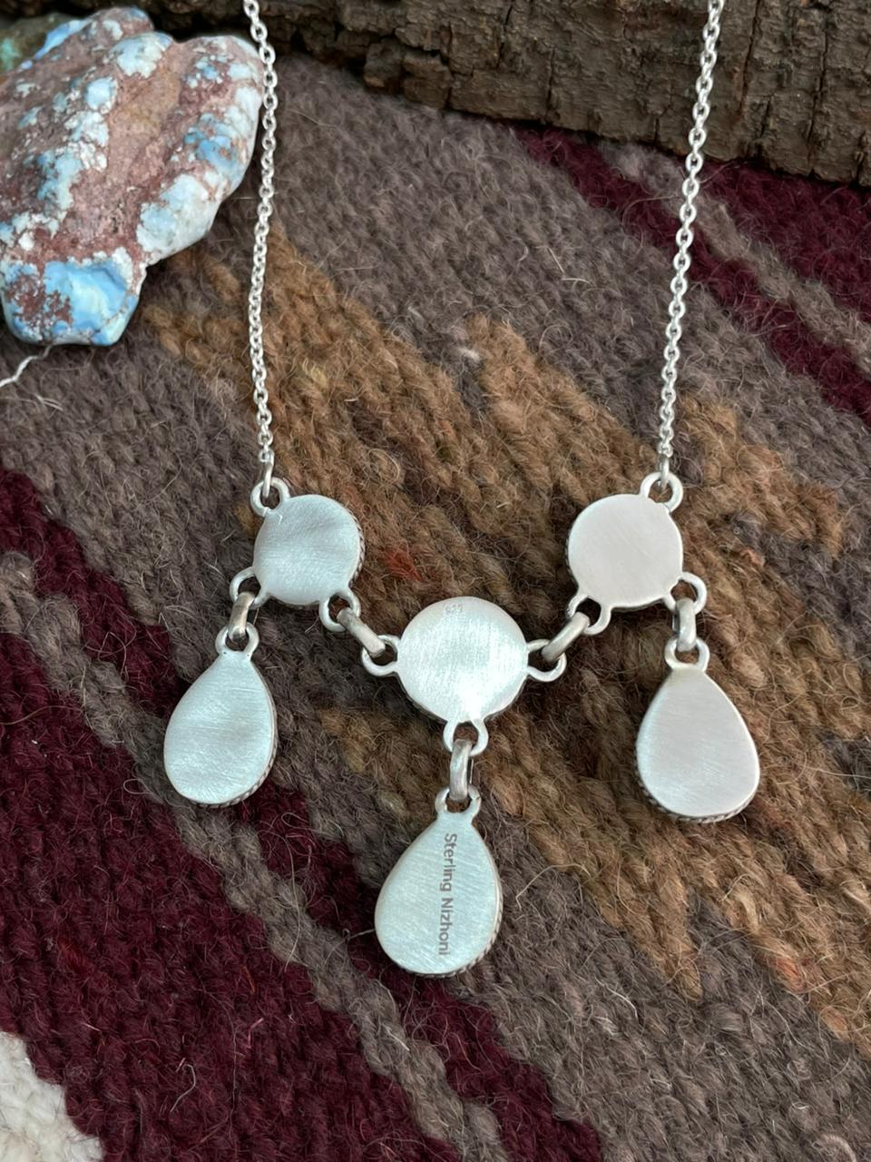 Handmade Sterling Silver Sonoran Mountain Turquoise Necklace "Signed Nizhoni"