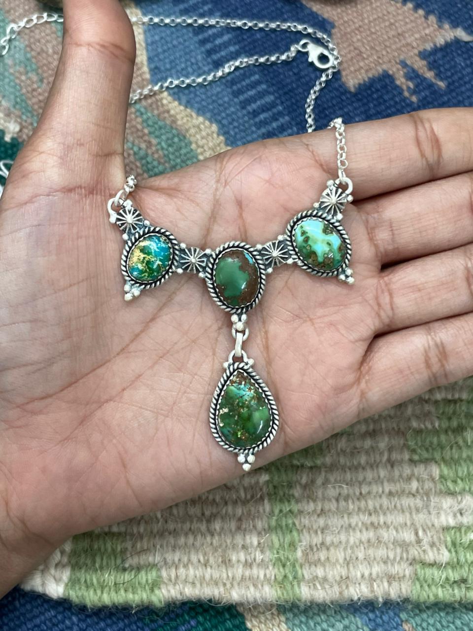 Handmade Sterling Silver Sonoran Mountain Turquoise Necklace "Signed Nizhoni"