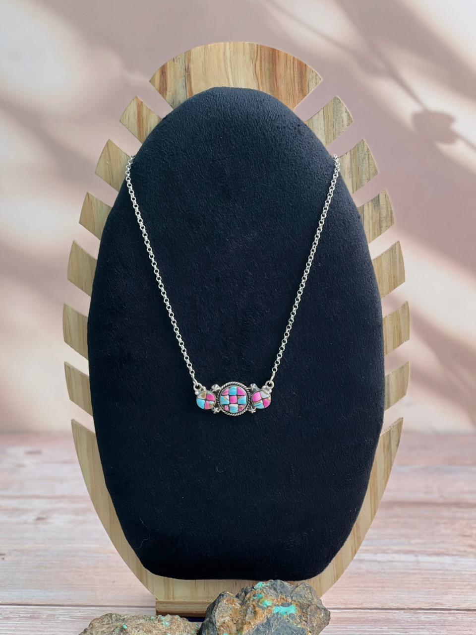 Handmade Sterling Silver Cotton Candy Necklace "Signed Nizhoni"