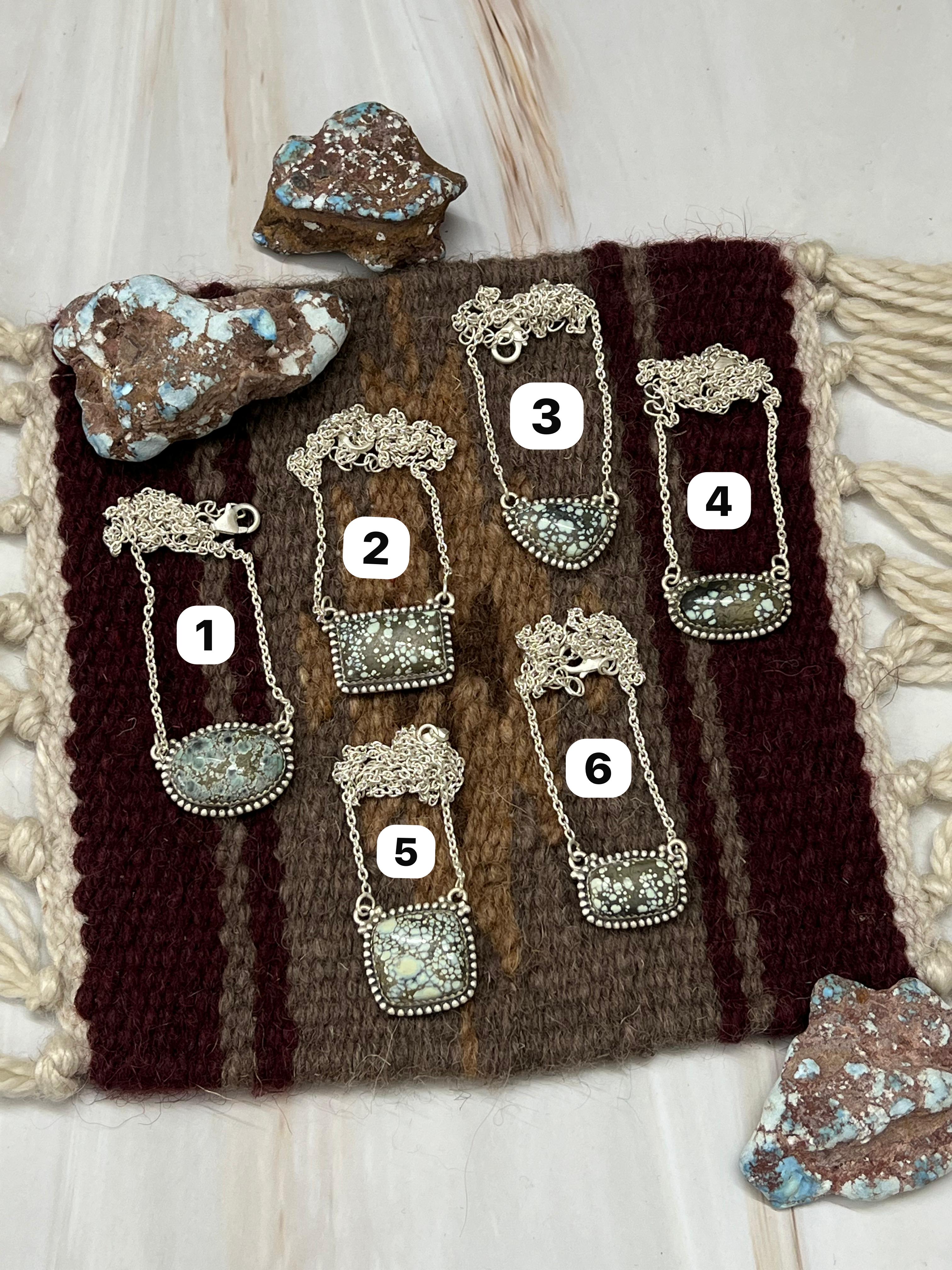 Handmade Sterling Silver Star Fox Variscite Necklace with Signed Nizhoni